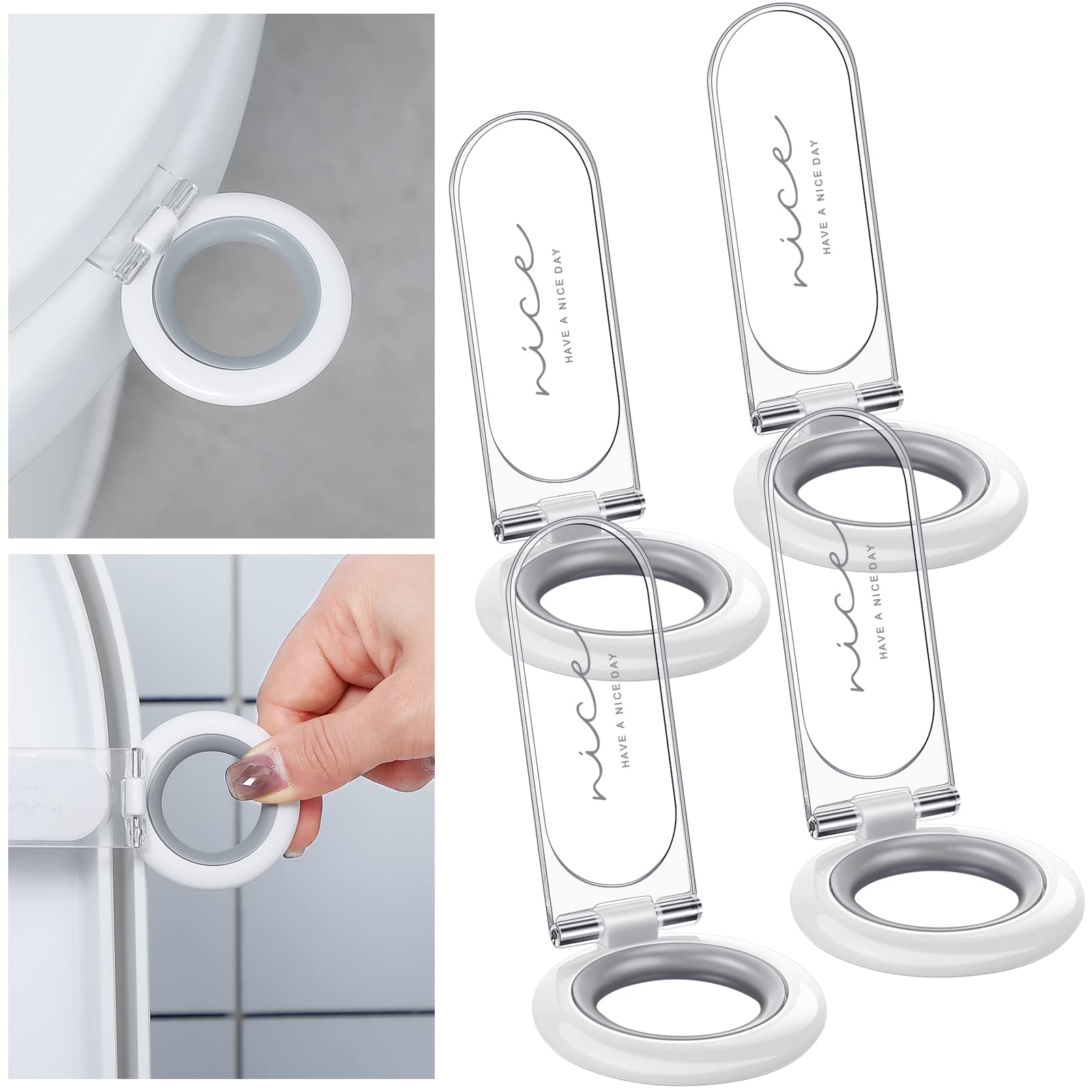 4 Pcs Toilet Lid Handle Lifter Toilet Seat Lifter Toilet Seat Lifter Handle Adhesive Toilet Cover Lift Tool For Bathroom Hotel H