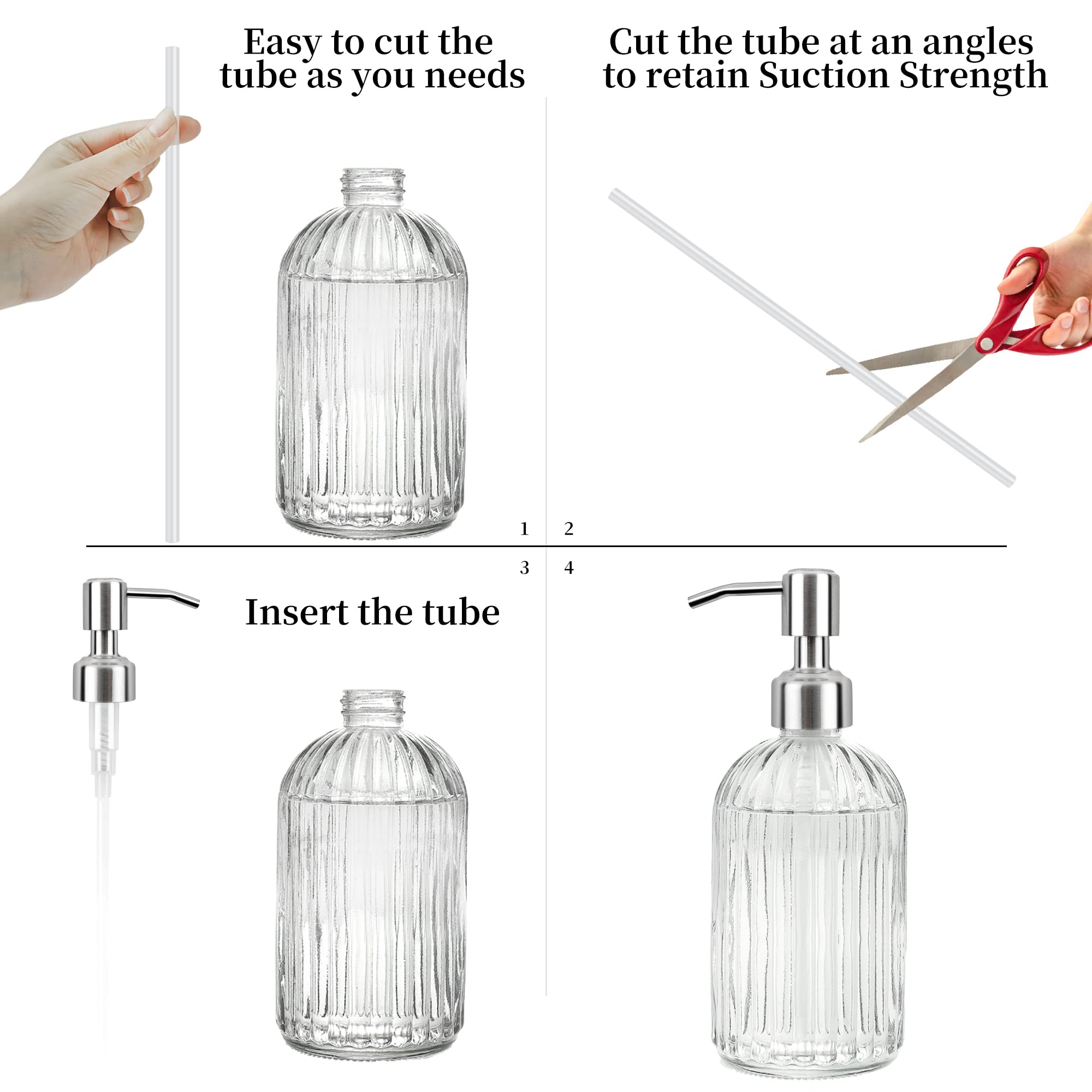 6 Pack Soap Dispenser Pump Replacement, 304 Rust Proof Stainless Steel Soap Dispenser Lids For Regular 28/400 Neck Bottles, Soap