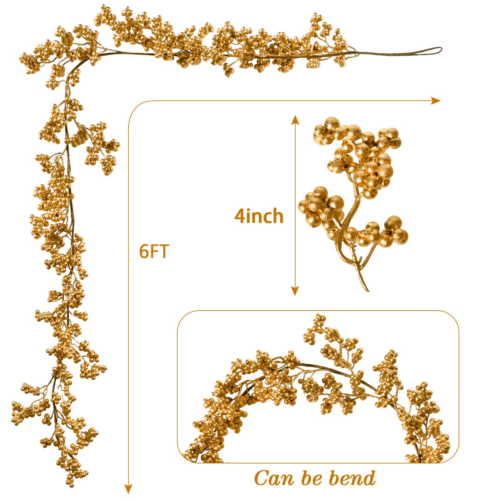 Syhood Christmas Berry String Garland with Lights Thanksgiving Artificial Lighted Garland for Xmas Winter Tree Decor Home Office