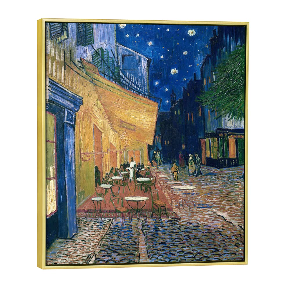 Wieco Art Framed Art Canvas Prints Of Cafe Terrace At Night Canvas Prints Wall Art By Van Gogh Paintings Reproduction Abstract A