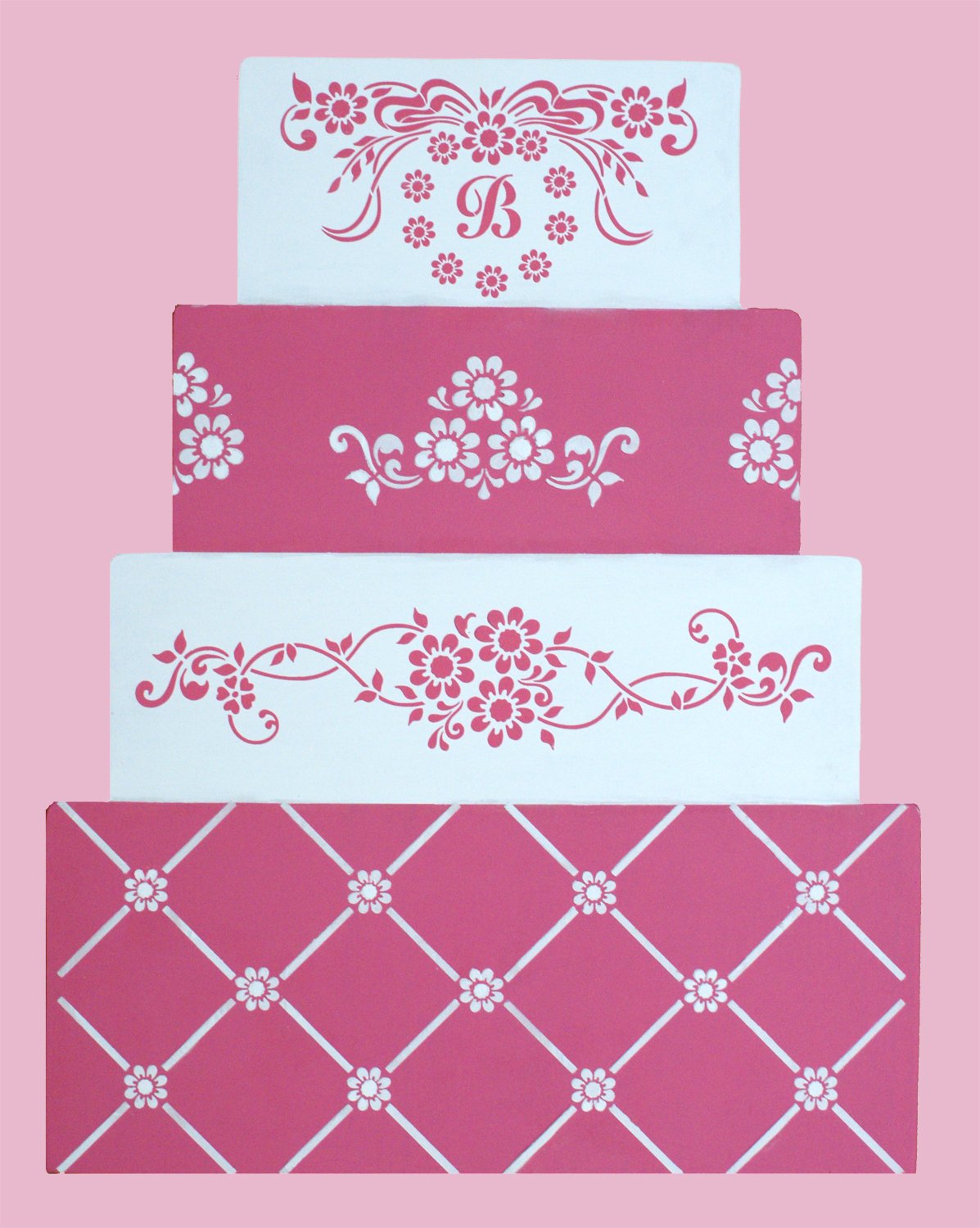 Designer Stencils Daisy Lattice 4 Cake Stenci, Beige/Semi-Transparent