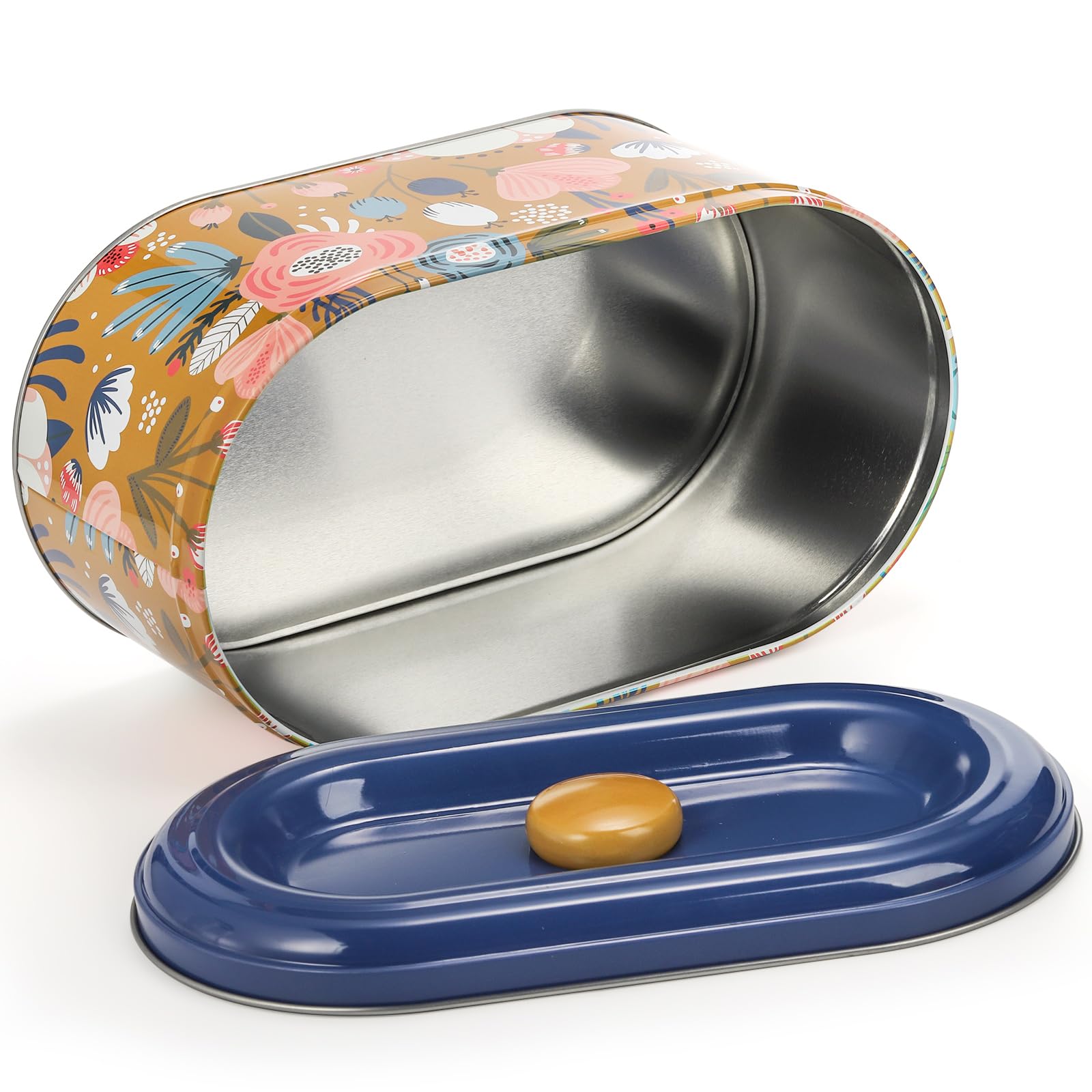 Coloch 2 Pack Tin Cookie Snack Jars With Lid, Metal Biscuit Storage Container Decorative Snack Tin Canister Cute Countertop Tinp