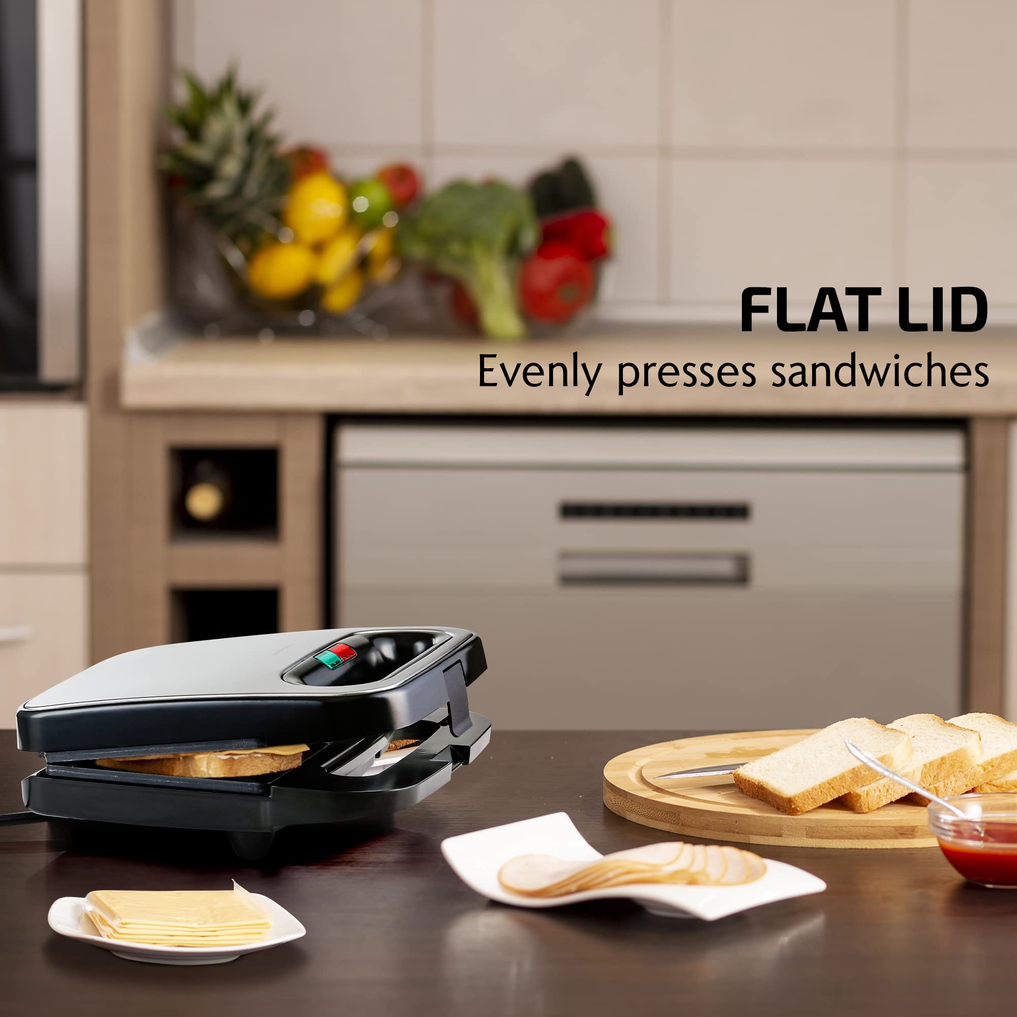 OVENTE Electric Sandwich Maker, Non-Stick Plates, Cool Touch Handle, Black GPS401B