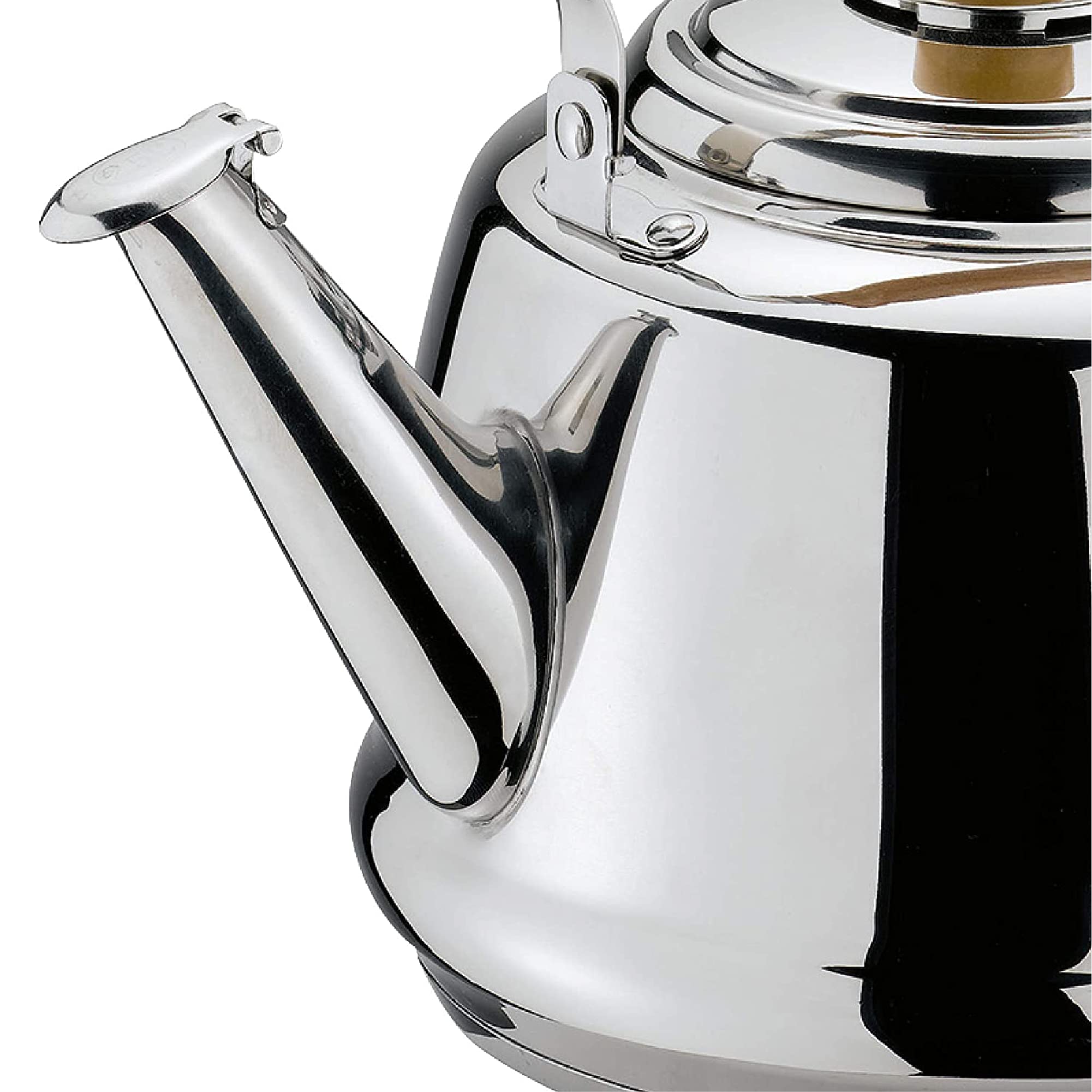 Cilio Tradition Stainless Steel Whistling Water Kettle, Stovetop Kettle With Wooden Handles, 2.6 Quarts, Silver