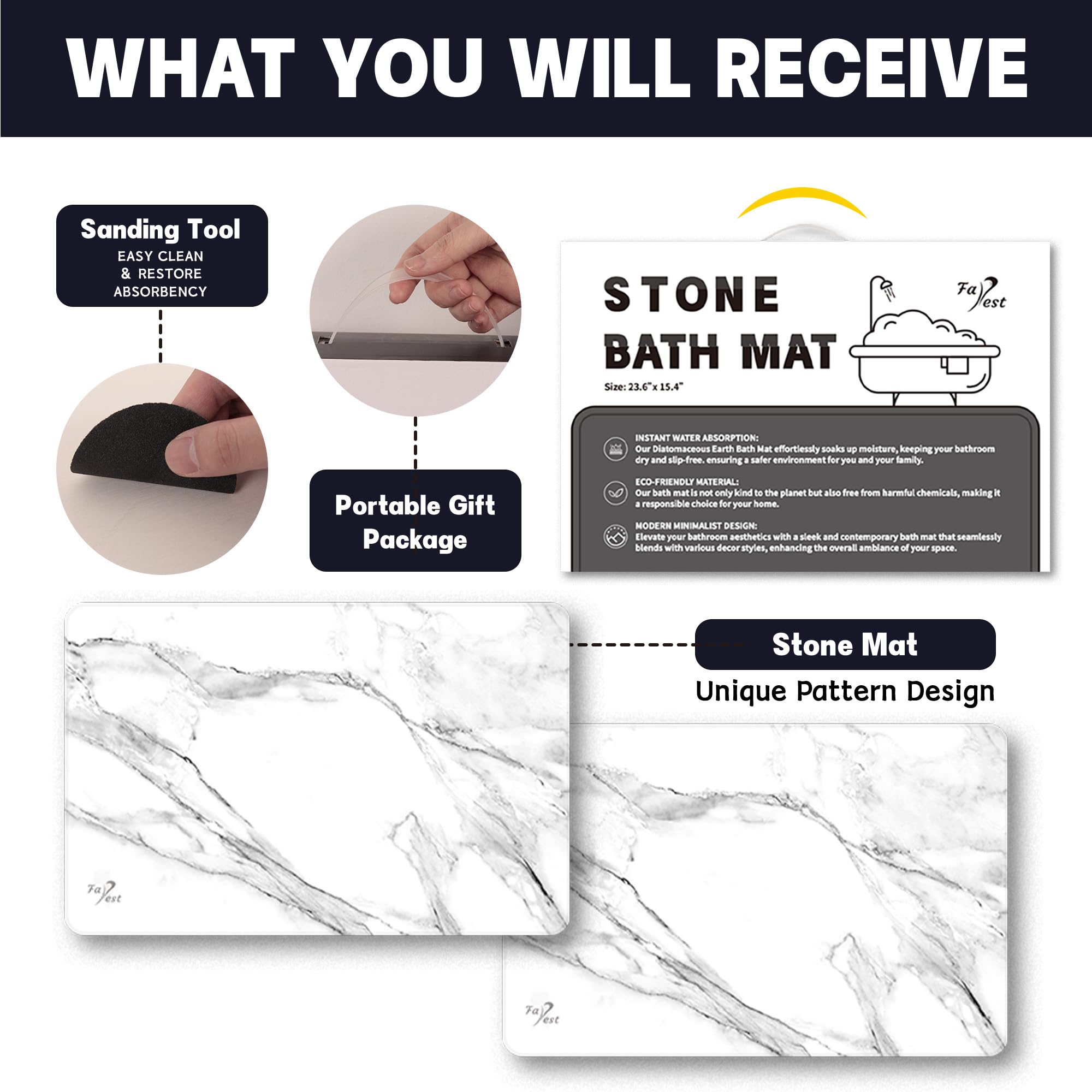 2 Pack Stone Bath Mat - Diatomaceous Earth Bath Mat Fast-Drying Stone Drying Mat Super Absorbent Diatomite Mats For Bathroom, Di