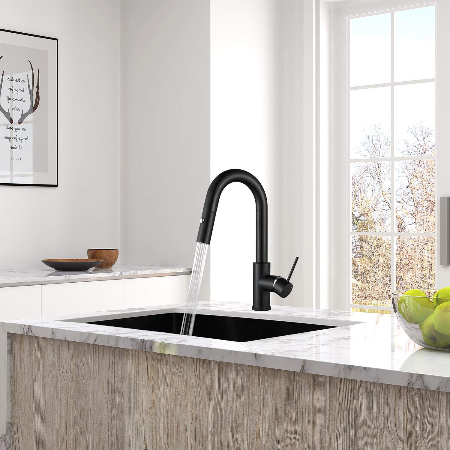 Aguastella As59Mbs Matte Black Bar Faucet Or Prep Kitchen Sink Faucet With Pull Down Sprayer And Single Handle