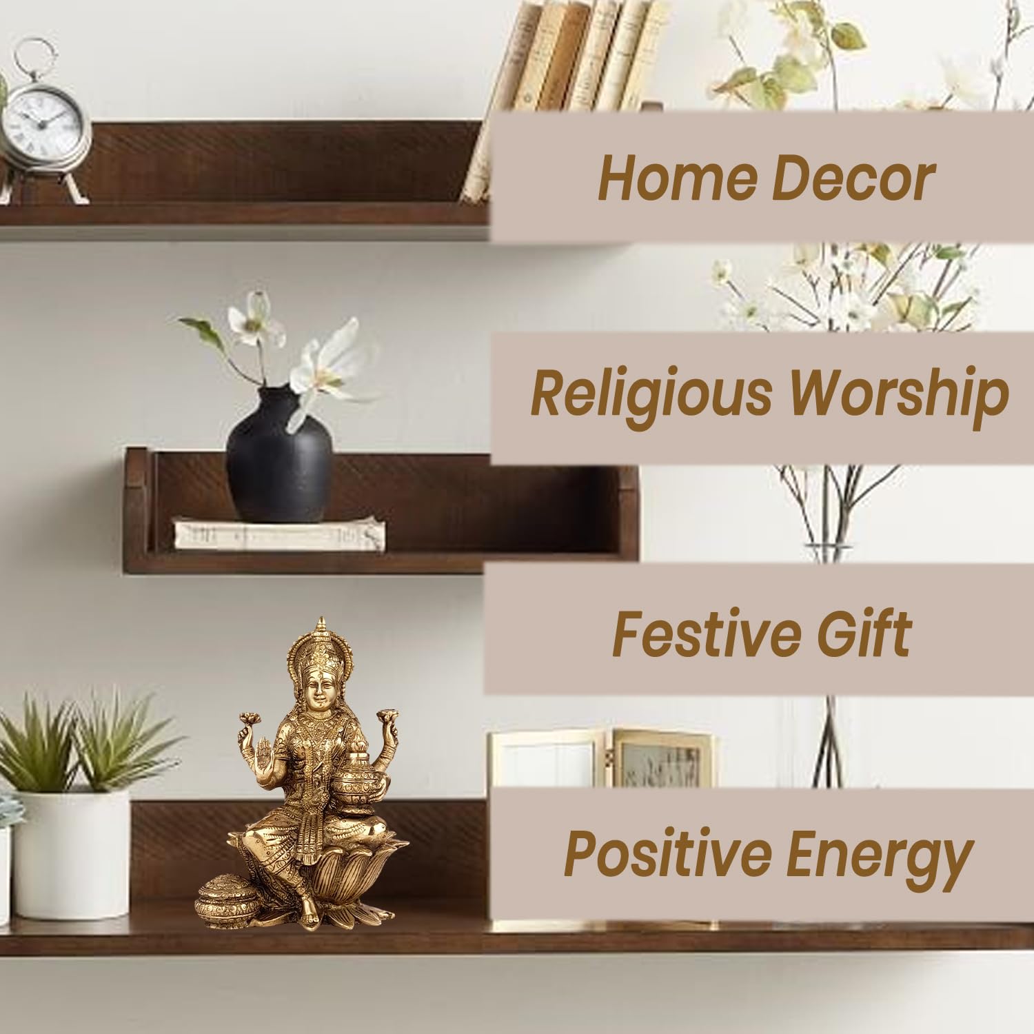 Kartique Brass Idol Maa Lakshmi Sitting On Lotus For Home Office Maha Laxmi Murti Dhan Devi Of Prosperity Wealth Fortune Gold Co