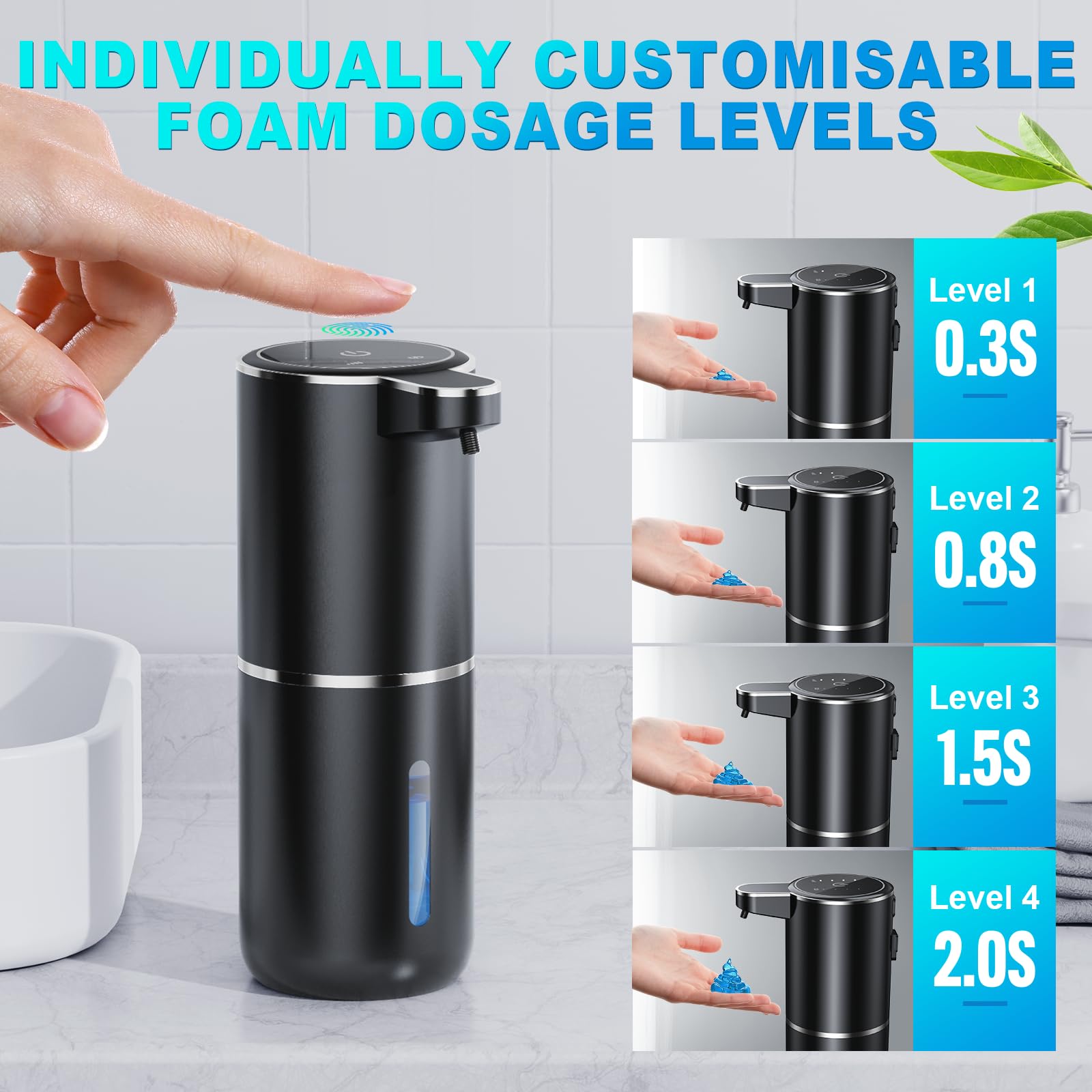 Automatic Liquid Soap Dispenser,380Ml Wall Mount Touchless 4 Gear Adjustable Electric Liquid Soap Dispenser,Usb Rechargeable Wit