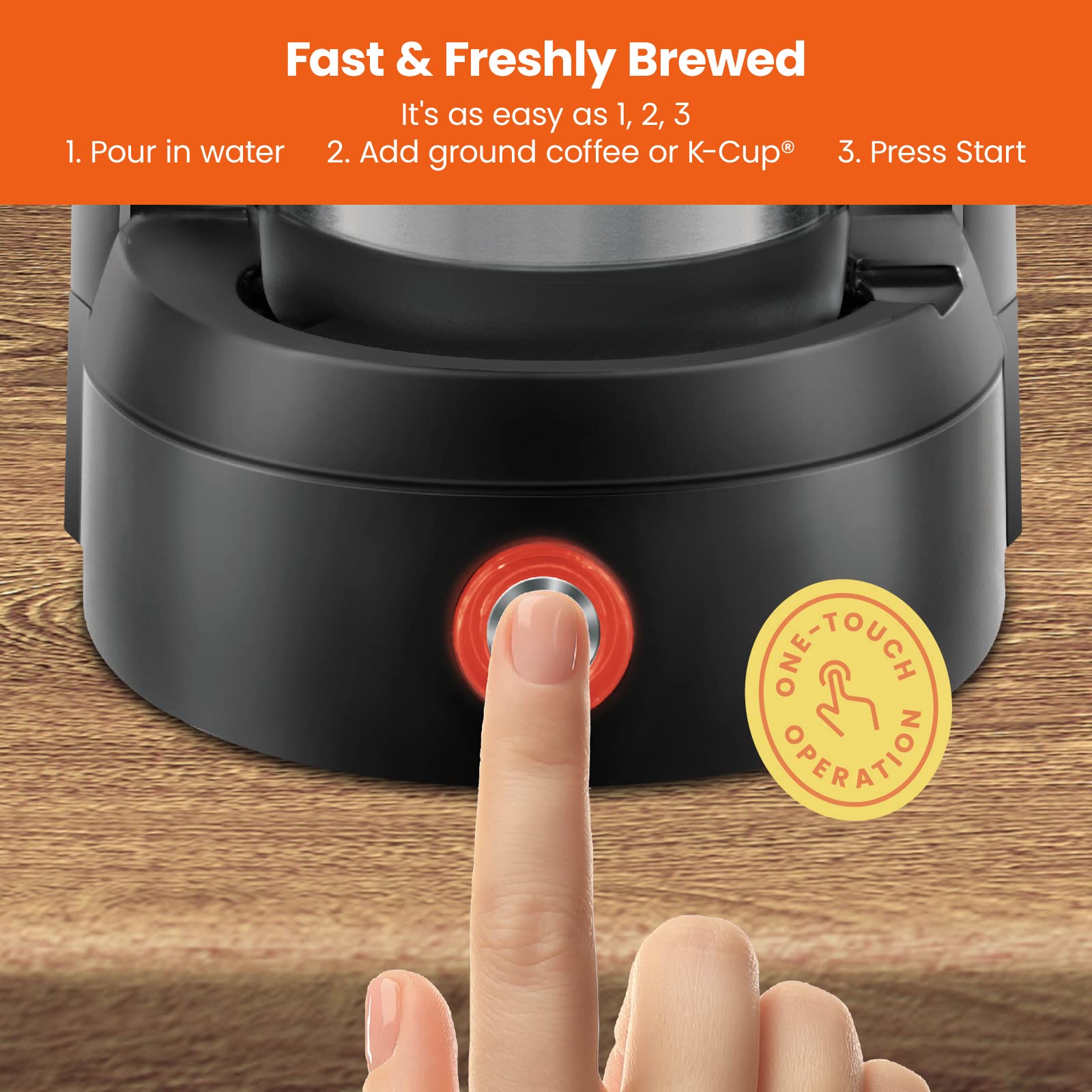 Chefman Single Serve Coffee Maker, K-Cup & Ground Compatible, 6-12 oz, Black, Model RJ14-IC-V2, Portable Drip Machine for Coffee Lovers