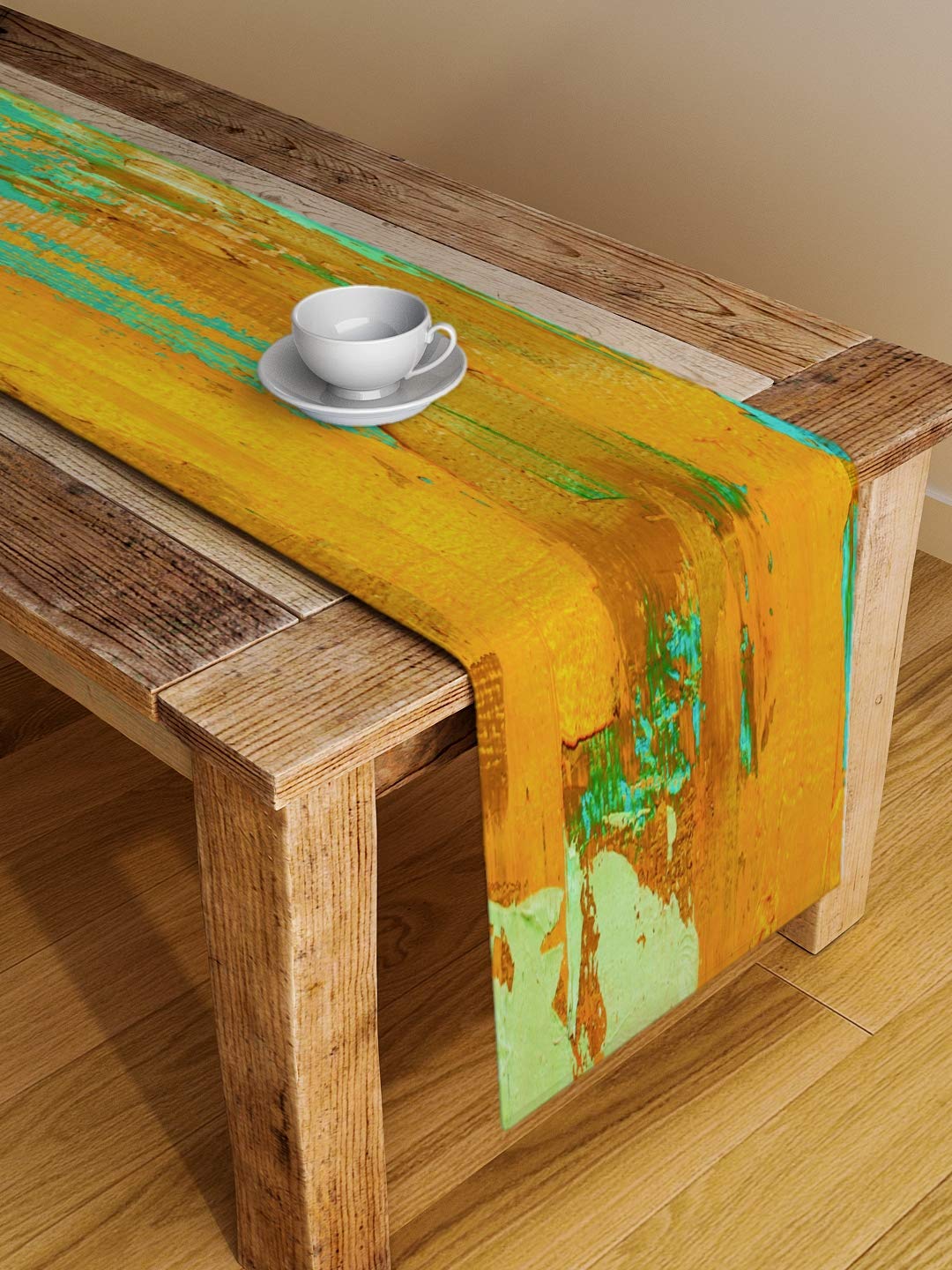 Alina Decor Polycotton and Polyester Digital Printed Table Runner for Dining and Center Table Home Dcor Multicolour (Yellow, Siz