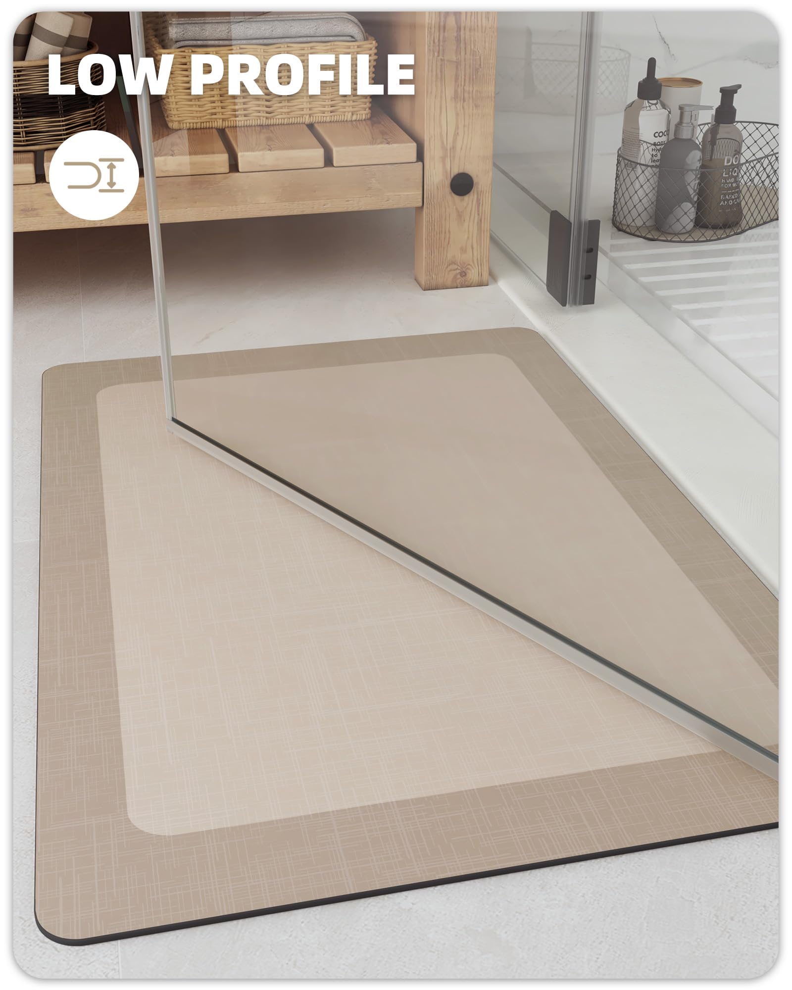 Color&Geometry Quick Dry Bath Mat Bathroom Rugs Non Slip Washable Super Absorbent Bath Mat Low Profile Bath Rug Thin Bathroom Ru