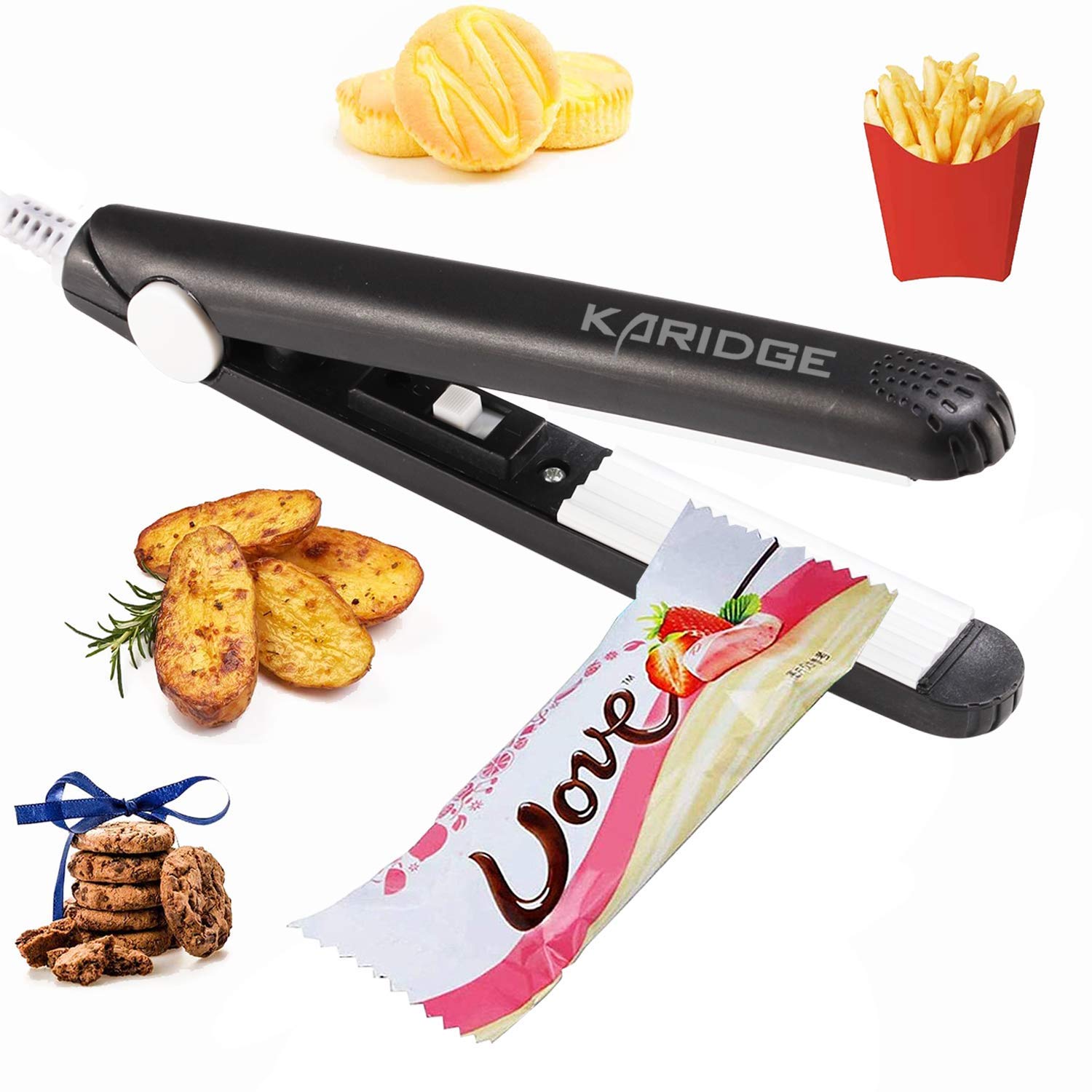 Karidge chip Bag Sealer Mini, Handheld Heat Sealer for Chip Bags and Mylar Bags, Portable Bag Resealer for Food Storage - Black