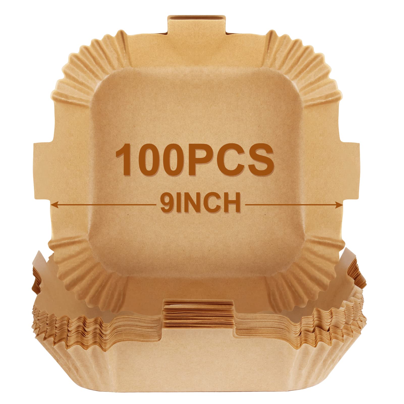 Bykitchen Air Fryer Parchment Paper, Set Of 100, 9 Inch Square Air Fryer Liners, Airfryer Accessories, Compatible With Corsori,