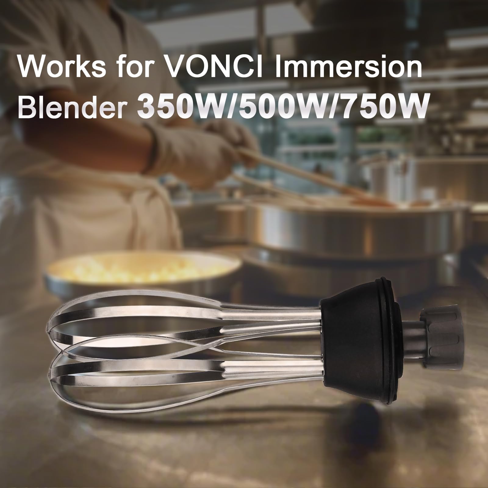 Vonci 10Inch Detachable Whisk Attachment. 350W, 500W & 750W Commercial Immersion Blender Compatible.
