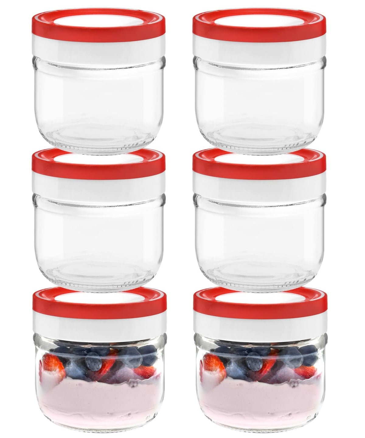 Tribello 10Oz Mason Jars Overnight Oats Container With Lid, 6 Pack Glass Canning Jars, Wide Mouth Mason Jars With Lids Plastic A