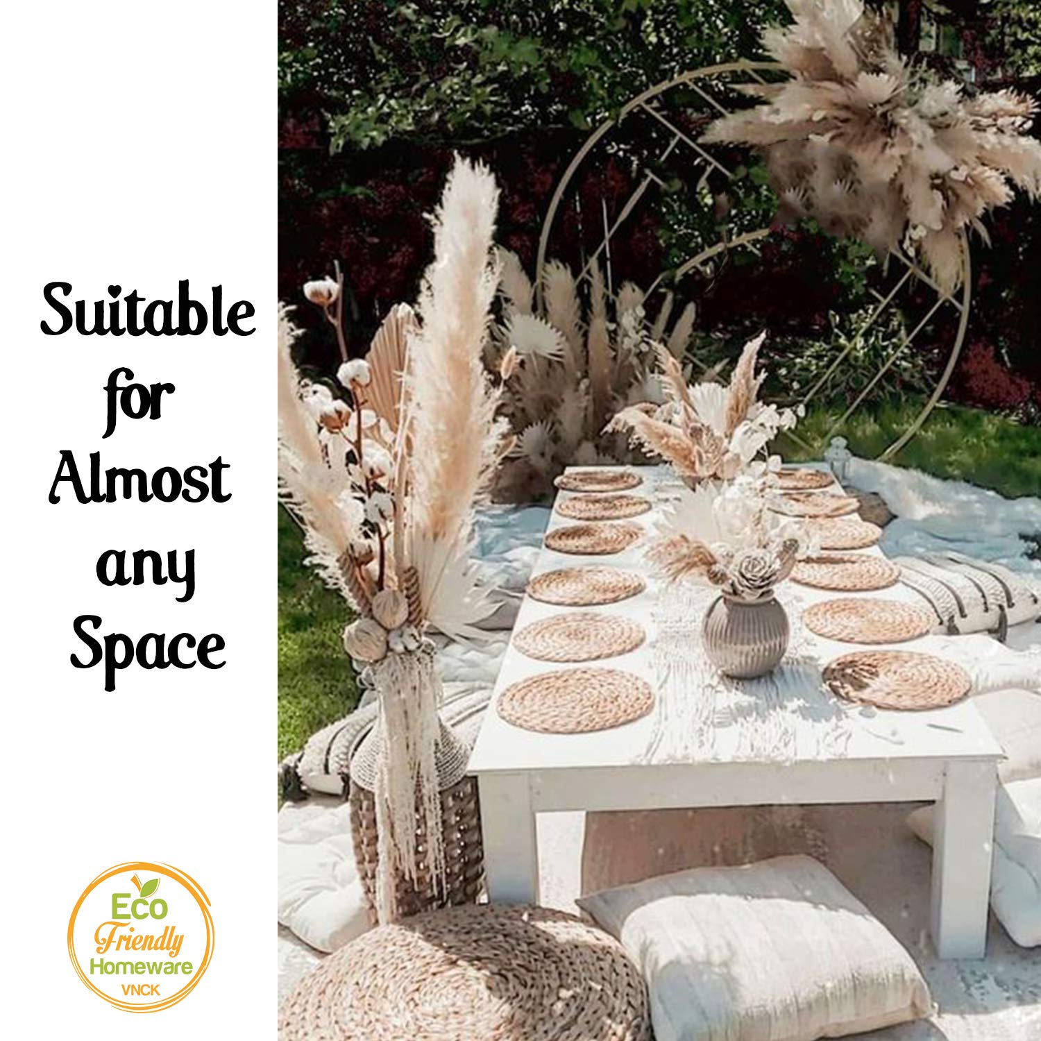 Boho Placemats For Dining Table Set Of 6, Water Hyacinth Placemats For Round Table, Round Placemats For Round Tables, Woven Plac