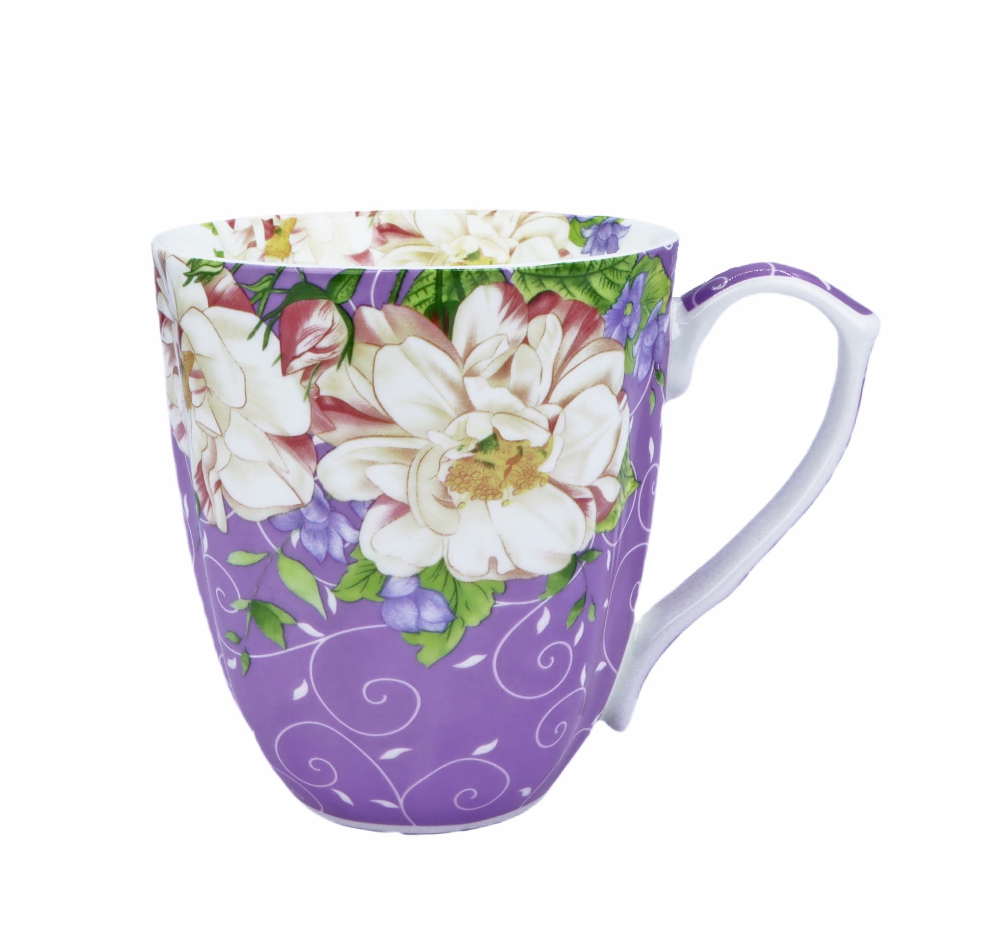 14oz Floral Bone China Coffee Mug,Cute Teacup for Office Daily Beverages