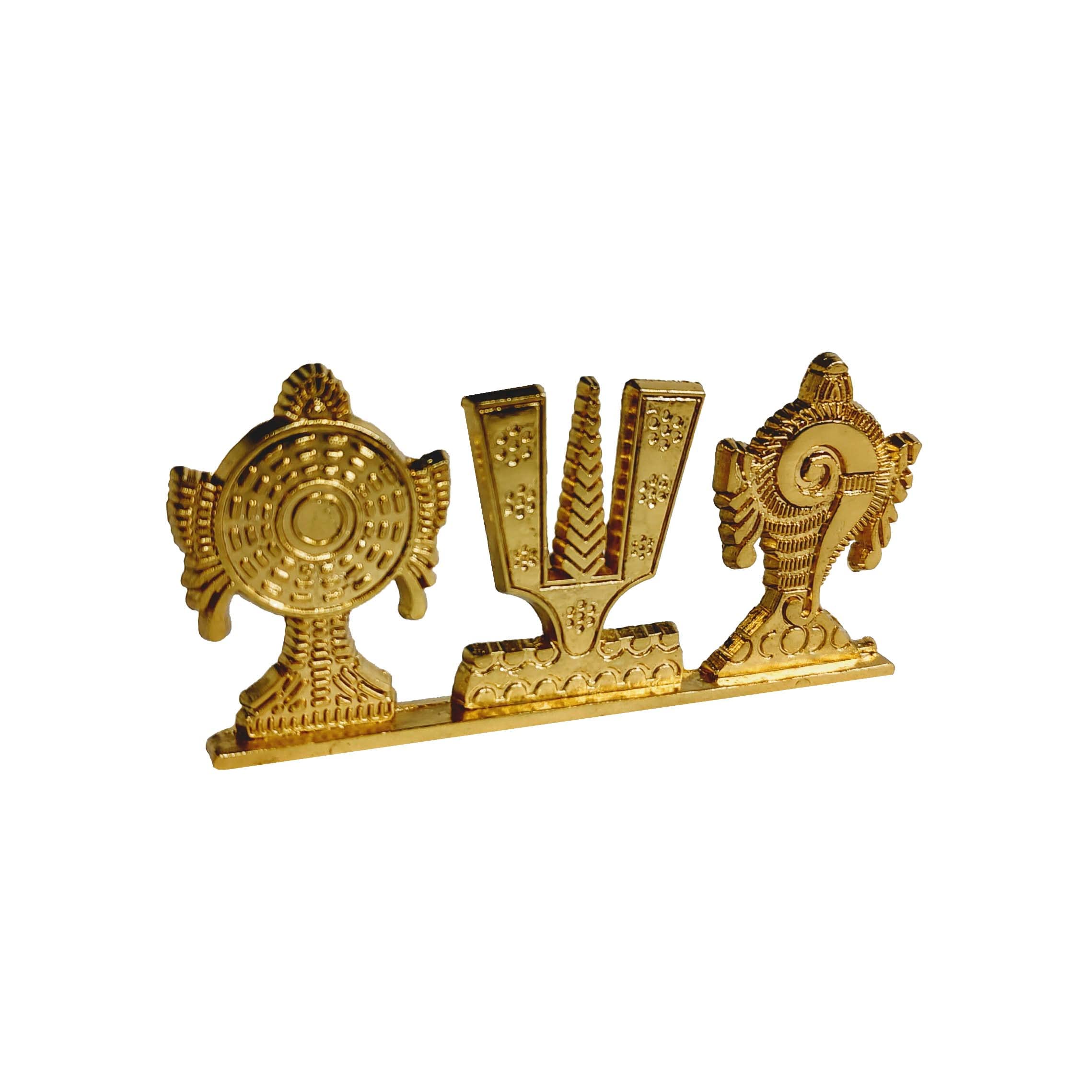 Kridaykraft Tirupati Balaji Symbol Stand Shankh Chakra Namah Gold Plating Antique Decorative For Car Dashboard Home & Office Tab