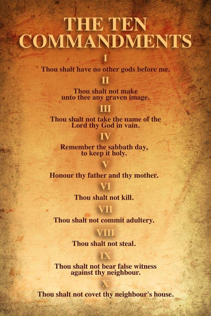 The Ten Commandments Religion Religious Bible 10 Commandments Old Testament Rules Scripture Verse Decalogue Cool Wall Art Print