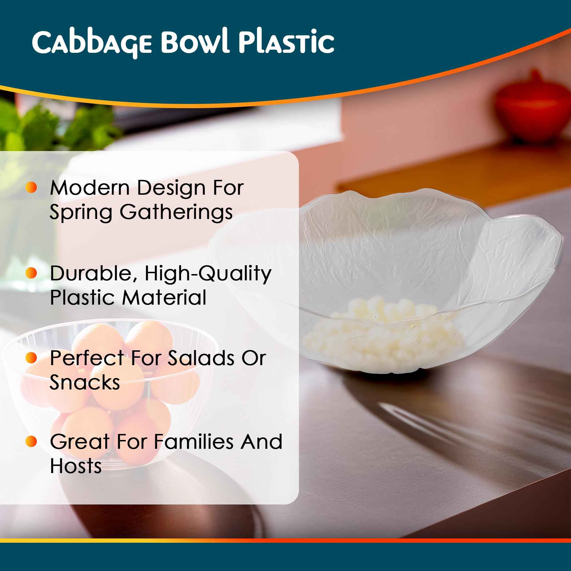 Maryland Clear Plastic Cabbage Bowl, (2 Qt.) 1 Pc. - Disposable & Classic Design, Perfect For Parties, Weddings, Events, Special