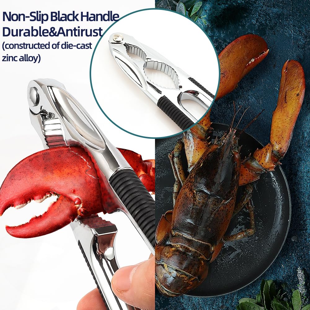 Crab Crackers And Tools Set 3Pcs Includes Crab Leg Crackers Non-Slip Handle, Lobster Shellers, Crab Forks/Picks And Portable Sto