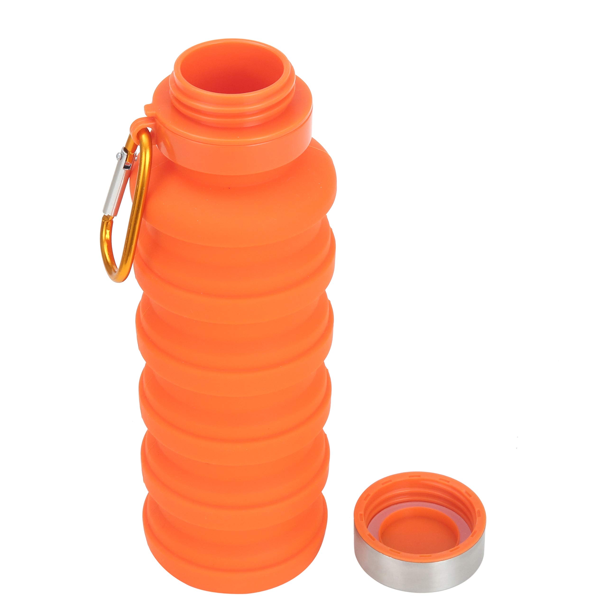 Ozark Trail 16 Oz Collapsible Silicone Water Bottle With Carabiner - Orange