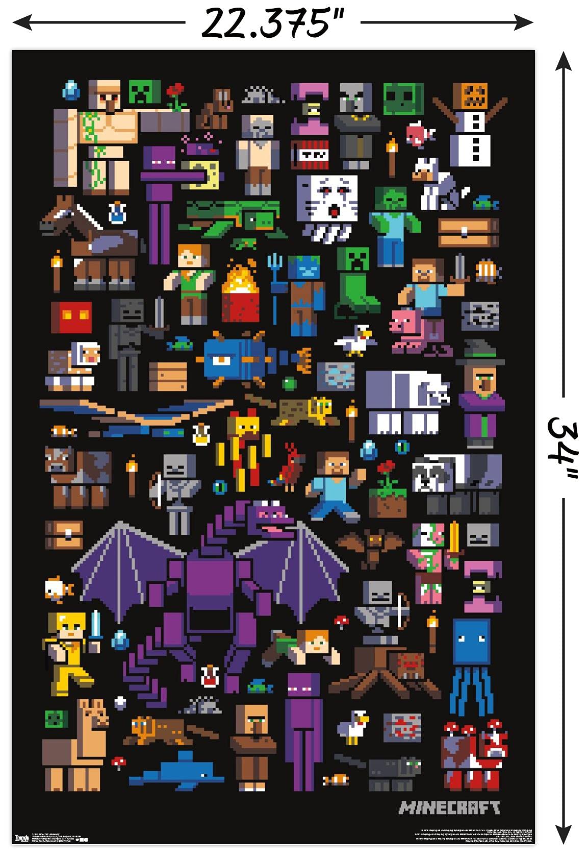 Trends International Minecraft Mobbery Wall Poster & Mount Bundle, 22.375" x 34"