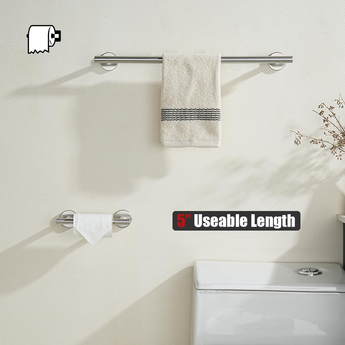 Jqk Brushed Toilet Paper Holder, Double Post Pivoting Tissue Holder Wall Mount, 304 Stainless Steel Hold Mega Rolls, Tph150-Bn