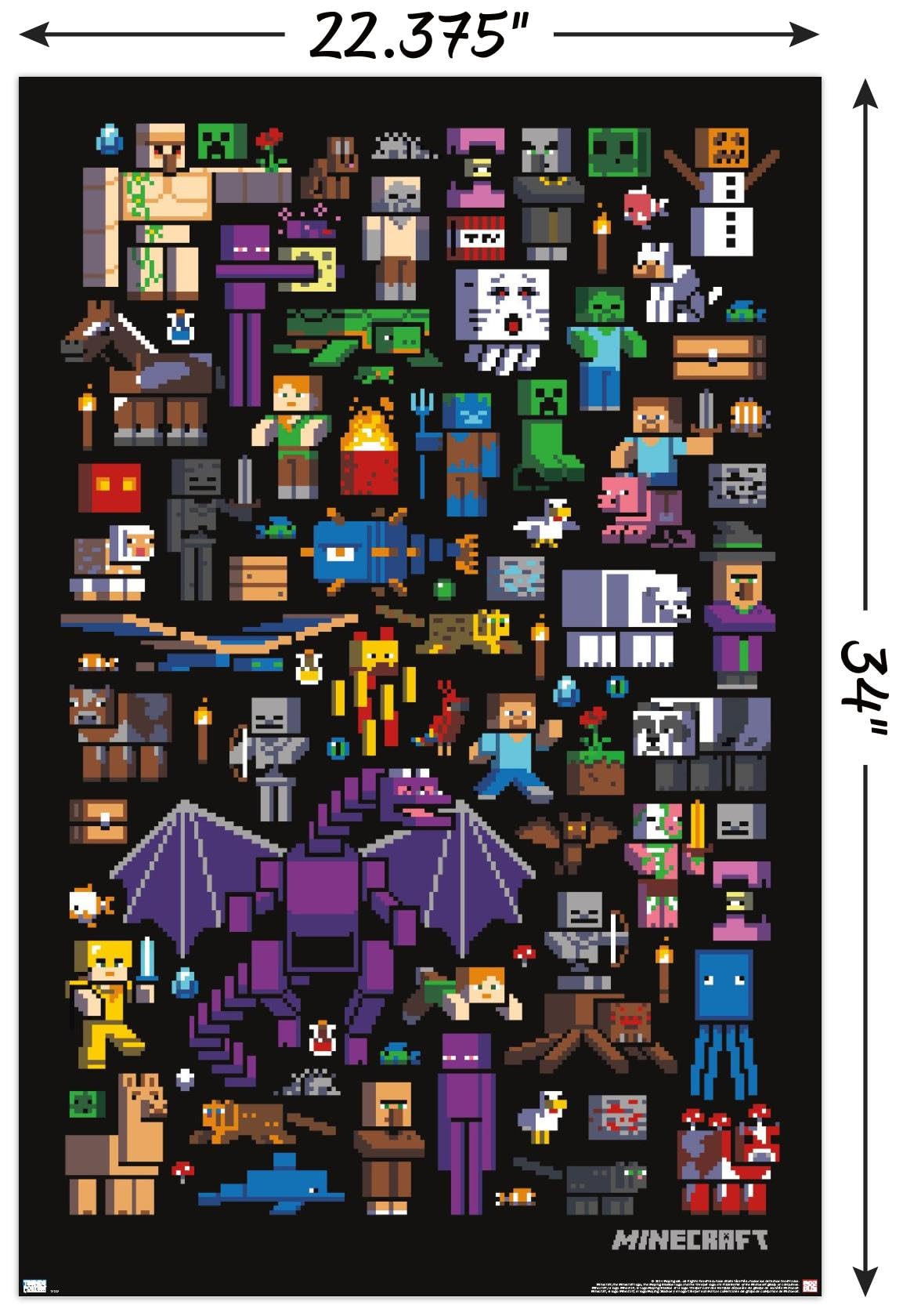 Trends International Minecraft Mobbery Wall Poster, 22.375" x 34", Unframed Version, Model RP17537