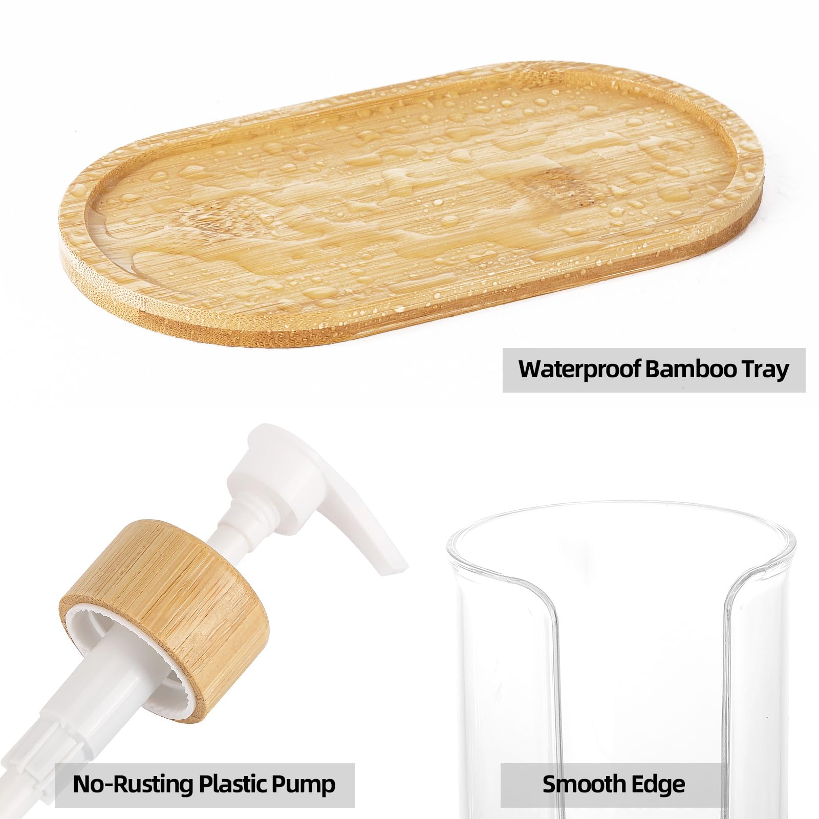 Mouthwash Dispenser With Cup Holder, Plastic Mouth Wash Pump Bottle With Tray For Bathroom Organizers, 17Oz Refillable Clear Mou
