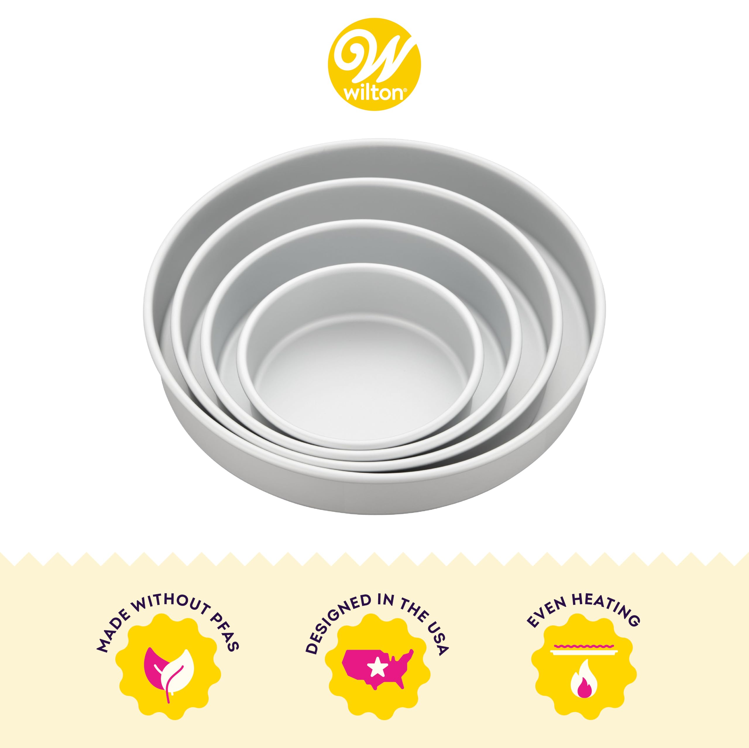 Wilton Performance Pans Aluminum Round Cake Pan, Small And Medium 4 Piece Set