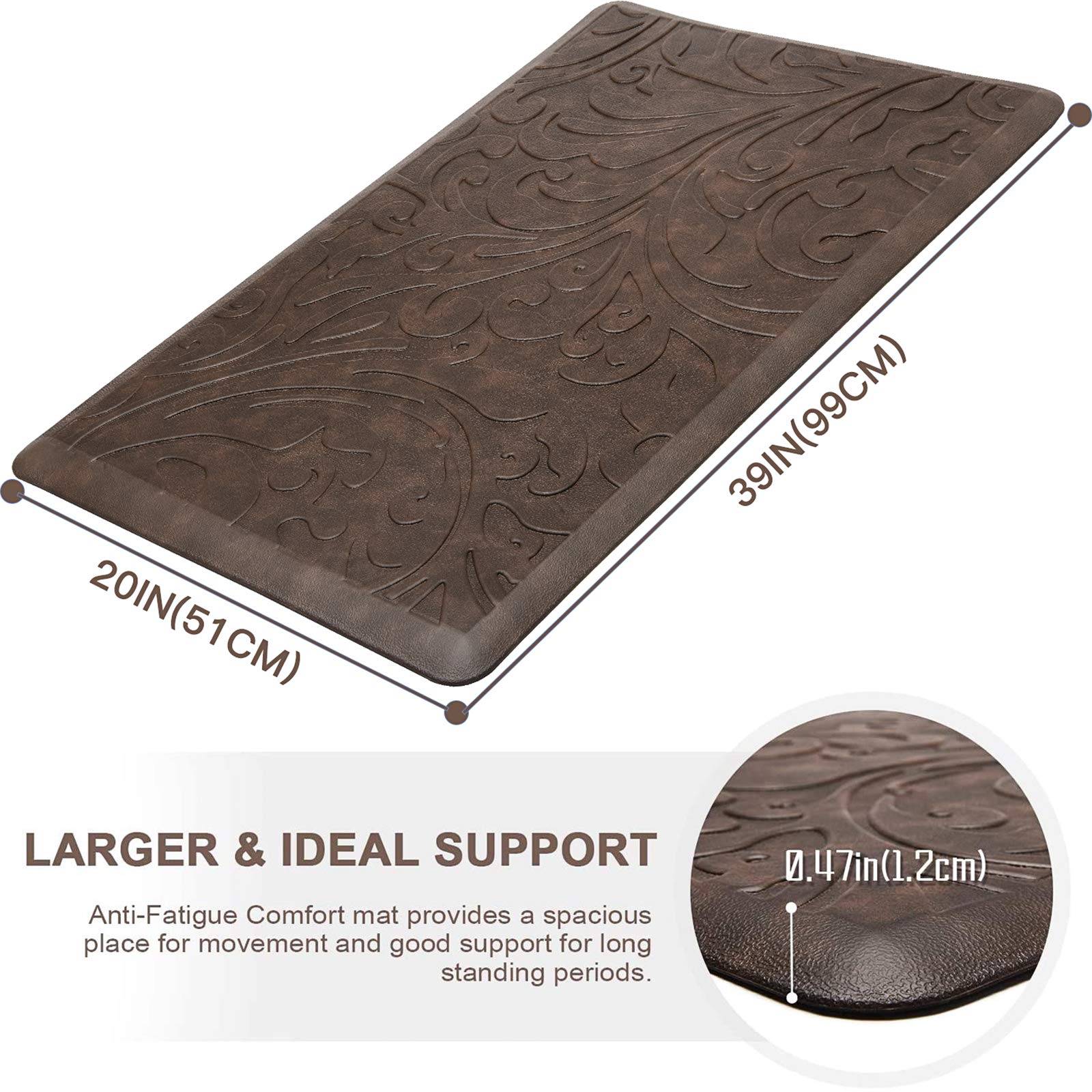 Kmat Kitchen Mat Cushioned Anti-Fatigue Floor Mat Waterproof Non-Slip Standing Mat Ergonomic Comfort Floor Mat Rug For Home,Offi