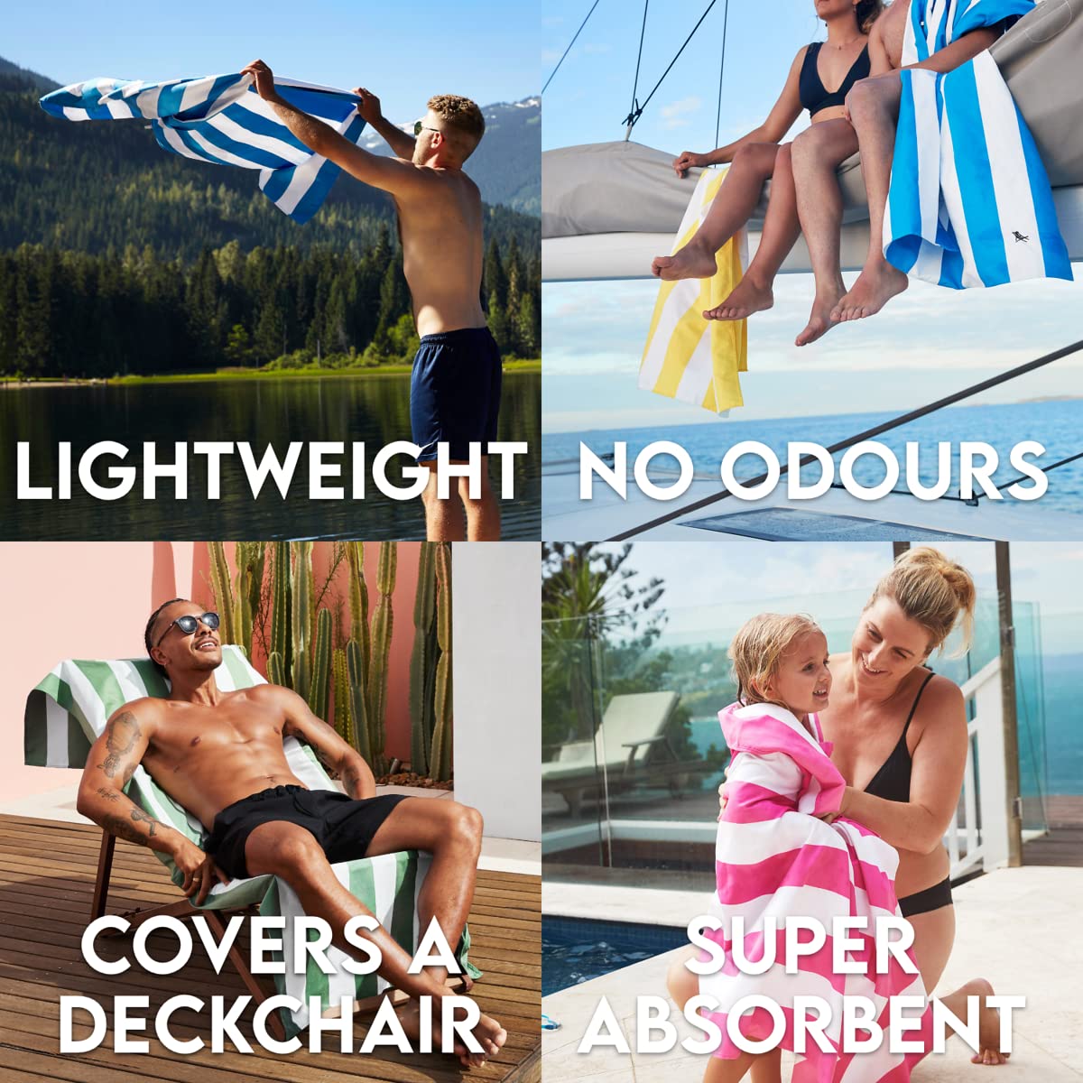 Dock & Bay Customized Beach Towel - Quick Dry, Sand Free - Compact, Lightweight - 100% Recycled - Includes Bag - Cabana - Kamari