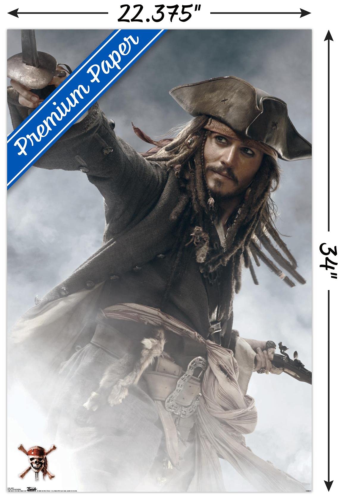 Trends International Disney Pirates Of The Caribbean: At World'S End - Jack Sparrow Wall Poster, 22.375'' X 34'', Premium Unfram