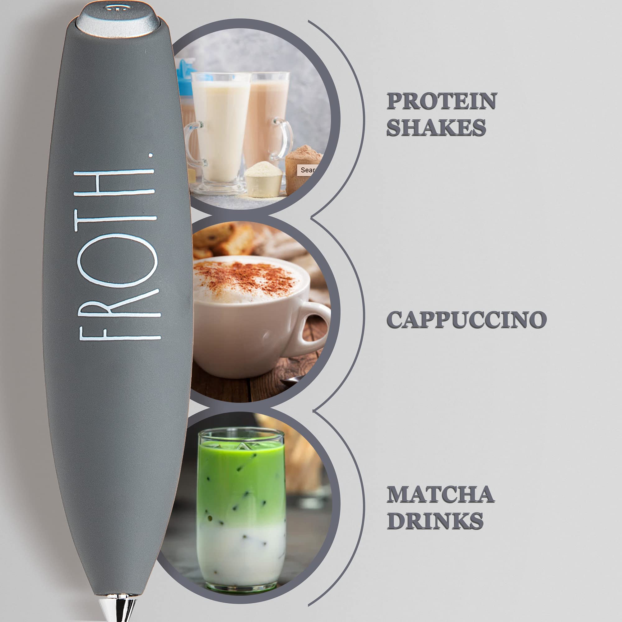 Rae Dunn Milk Frother- Handheld Electric Drink Mixer, Handheld Electric Milk Frother, Coffee Frother, Hand Blender, Frappe Maker