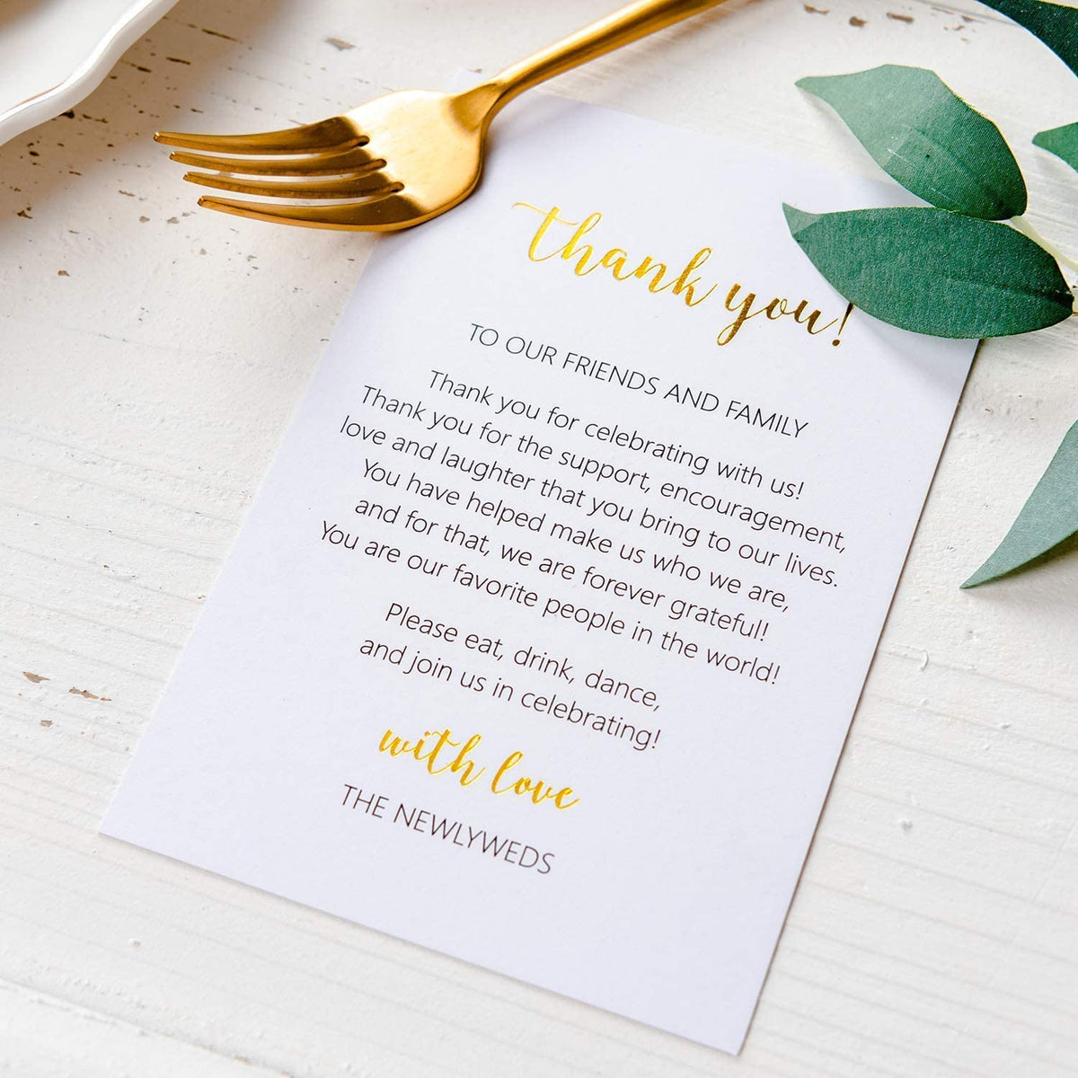 Crisky 50 Pcs Wedding Thank You Place Setting Cards, Foil Gold Thank You, Chic And Elegant Wedding Table Centerpieces And Weddin