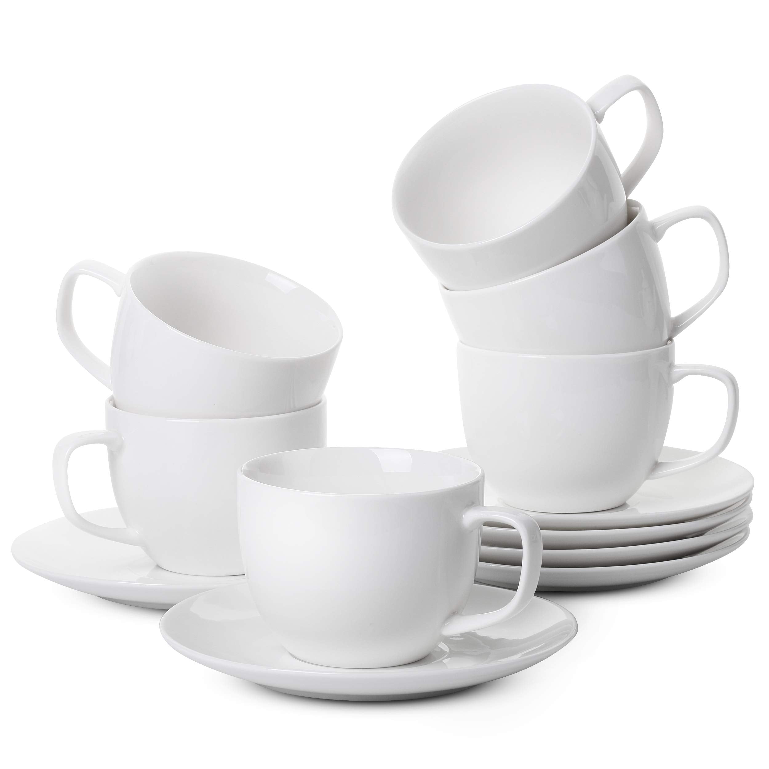 Btat- Tea Cups, Tea Cups And Saucers Set Of 6, 7Oz, Porcelain Tea Set, Cappuccino Cups, Latte Cups, Tea Set For Adults, Porcelai