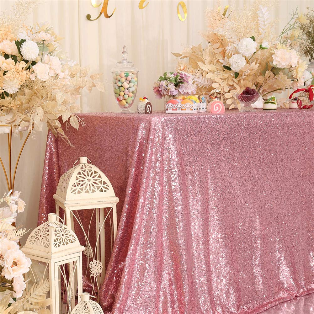 Eternal Beauty Sequin Tablecloth  50x80 Rectangle Valentine's Day Sequin Tablecloth for Party Cake Dessert Table Exhibition Events Fuchsia Pink
