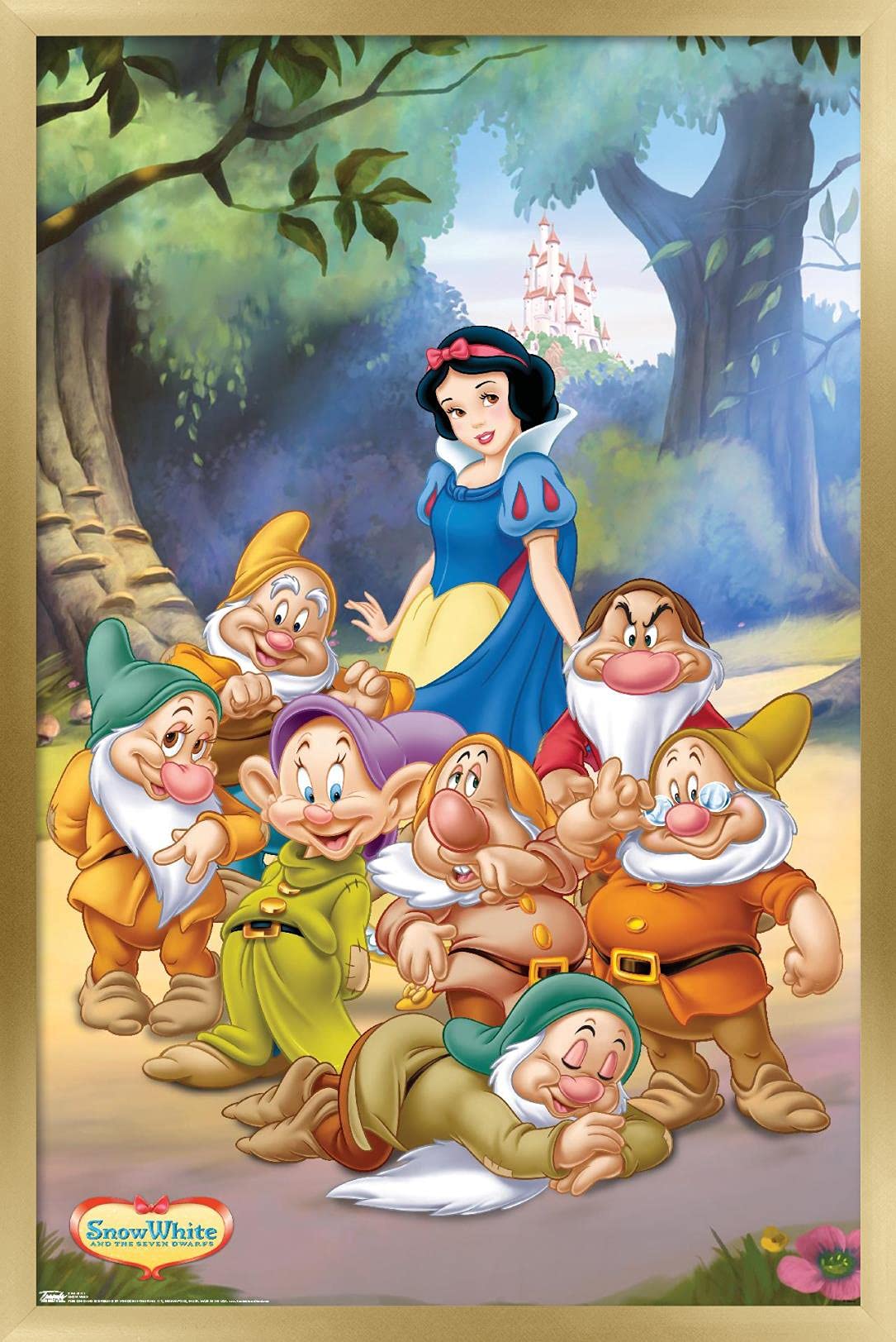 Trends International Disney Snow White And The Seven Dwarfs - Group Wall Poster, 14.725'' X 22.375'', Gold Framed Version