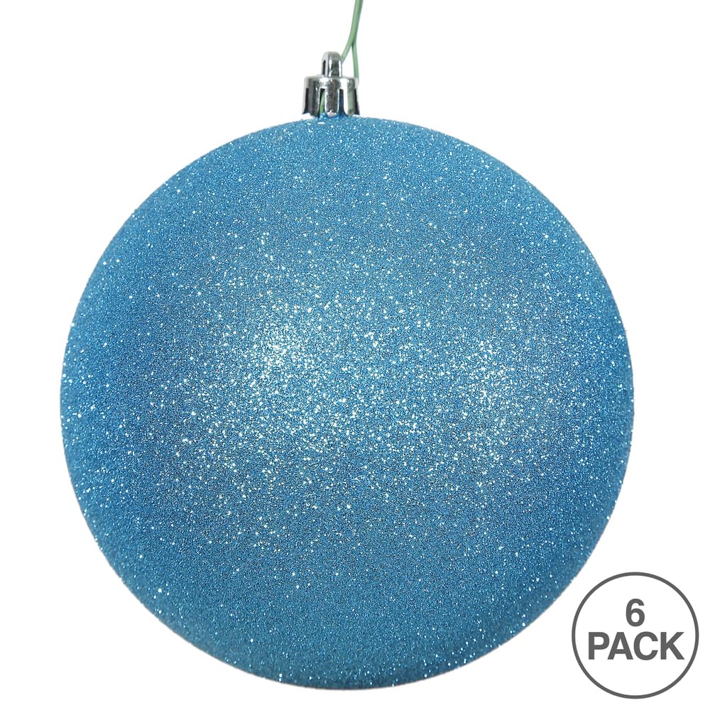 Vickerman 4 Turquoise Glitter Ball Ornament, 6 per Bag