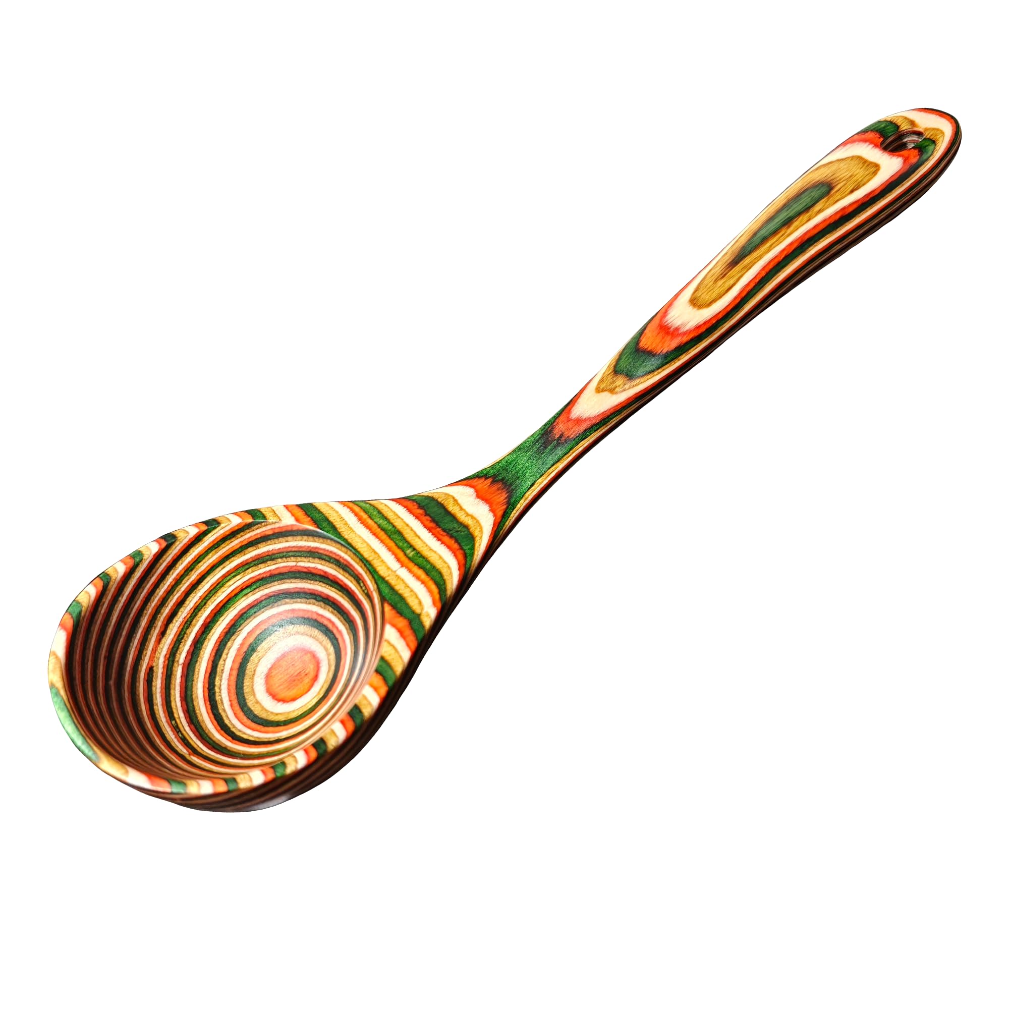 YUTFUBG Wooden Cooking Spoon  10.6inch Deep Soup Ladle with Long Handle  Thick & Vibrant Colors, Solid Wood for Cooking, Serv