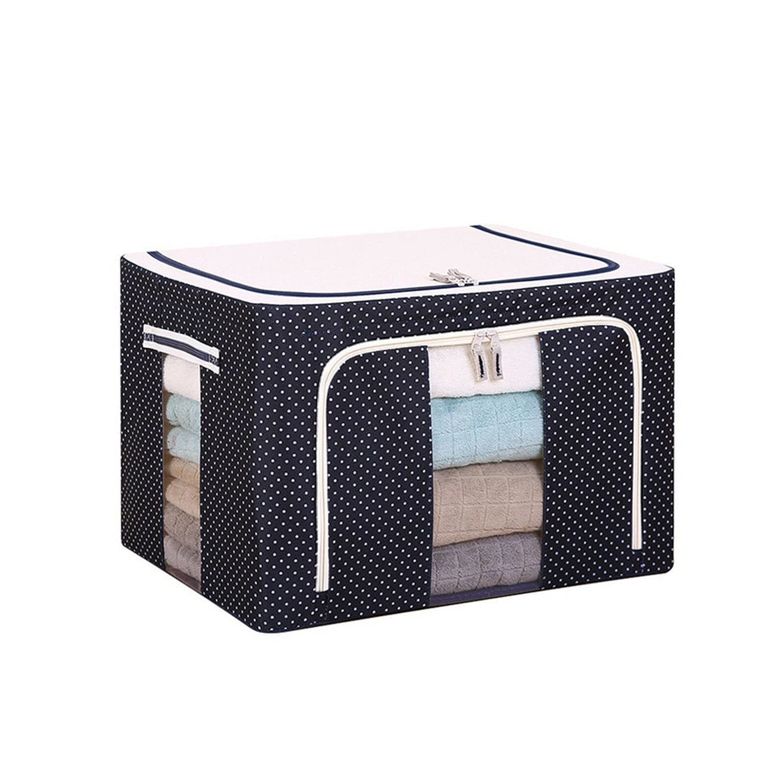 Kgeorix Clothes Storage Bag Organizer With Thick Fabric Visible Steel Frame Waterproof With Comforters, Blankets, Bedding With S