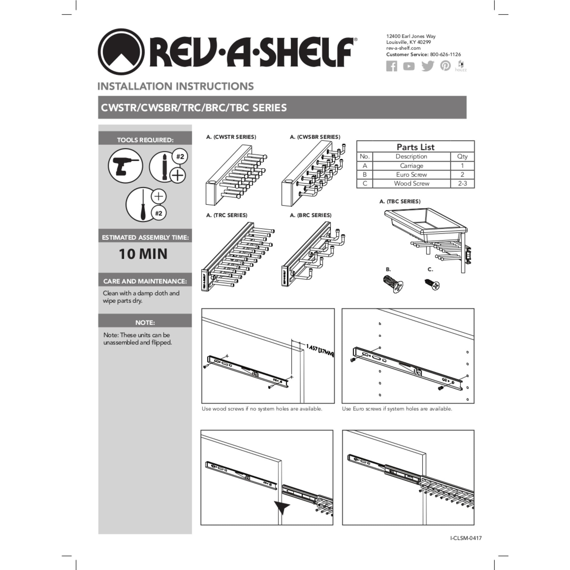 Rev-A-Shelf Pull Out 12'' Side Mount Extending Closet Tie & Belt Organization Storage Rack Holder for Up to 23 Ties  Chrome  TRC-12CR