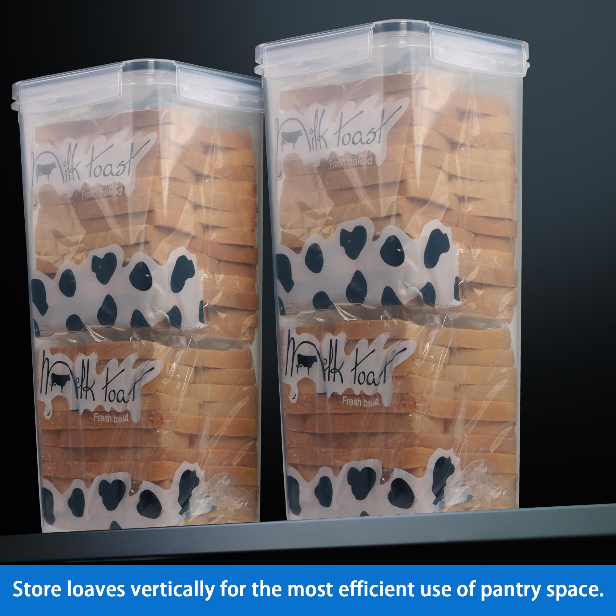 Tiawudi 2 Pack Bread Box, Plastic Bread Container, Bread Storage For Kitchen Counter, Bread Keeper With Airtight Lid, Tall Bread