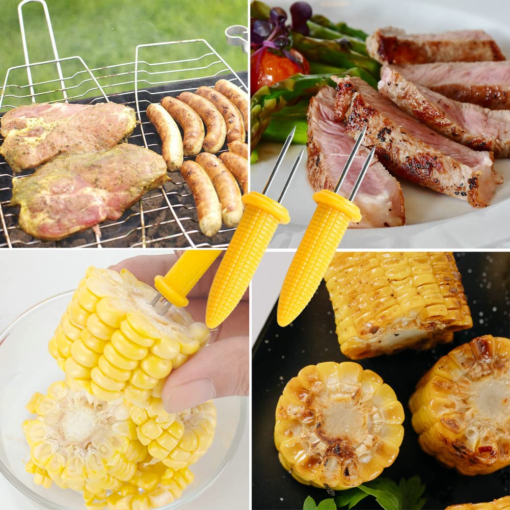Peouwnes 36 Pack Stainless Steel Corn Holders, Corn On The Grill, Corn On The Cob Skewers, Double Fork Sweet Corn Seat, Home & B