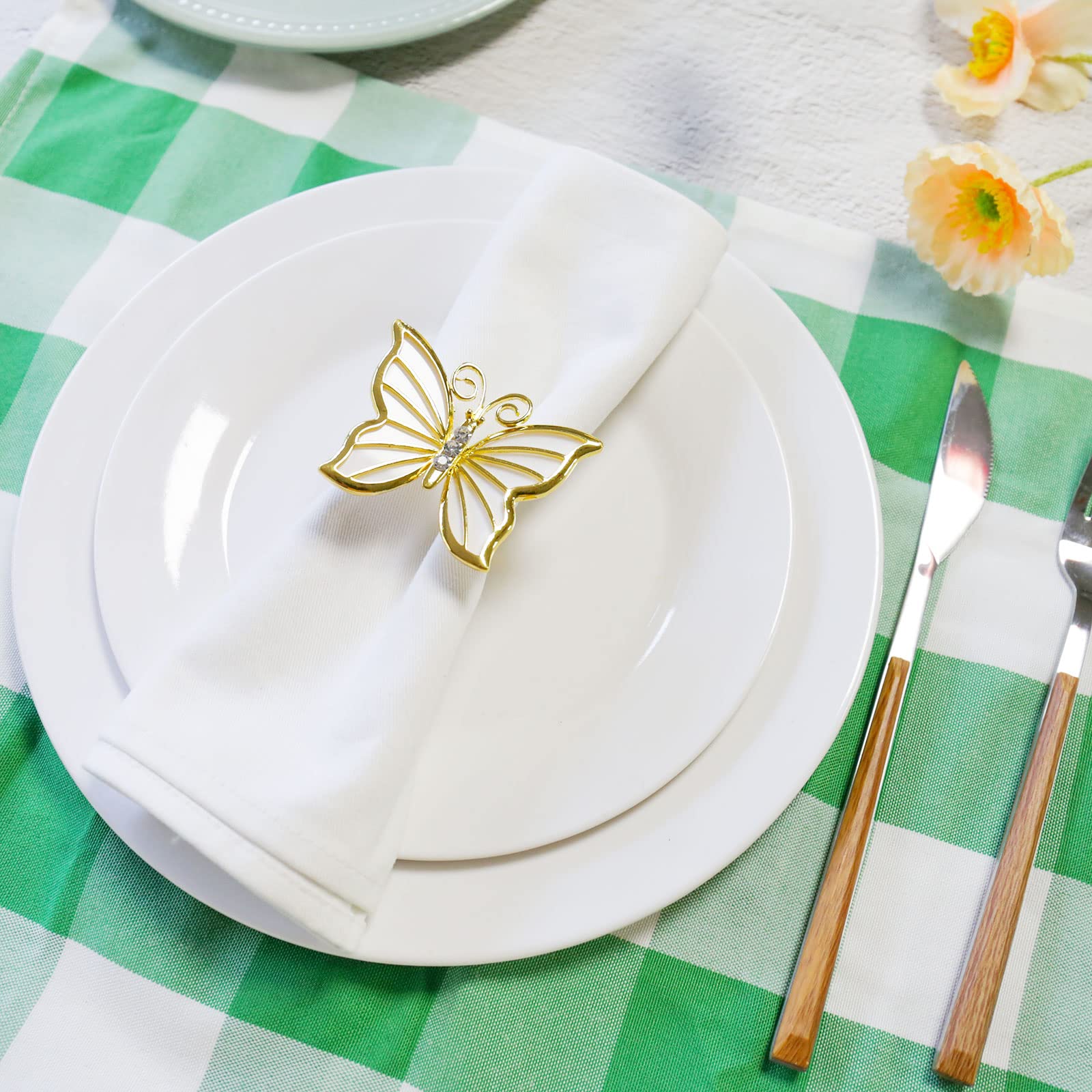 Getfitsoo Butterfly Napkin Ring Set Of 6, Metal Napkin Rings Dinner Napkin Holder For Wedding Birthday Valentine'S Day Christmas