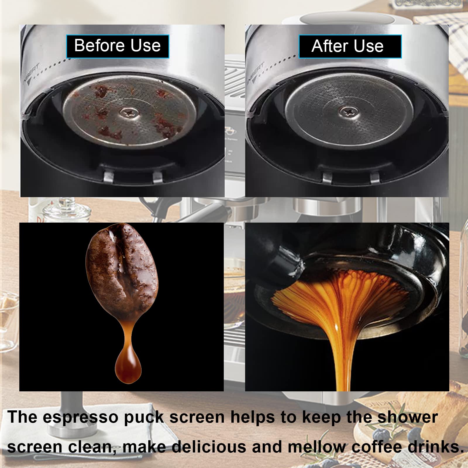 Laiborec Puck Screen, 53.5Mm Espresso Filter Screen, Reusable 316L Stainless Steel Coffee Lower Shower Screen Compatible With Es