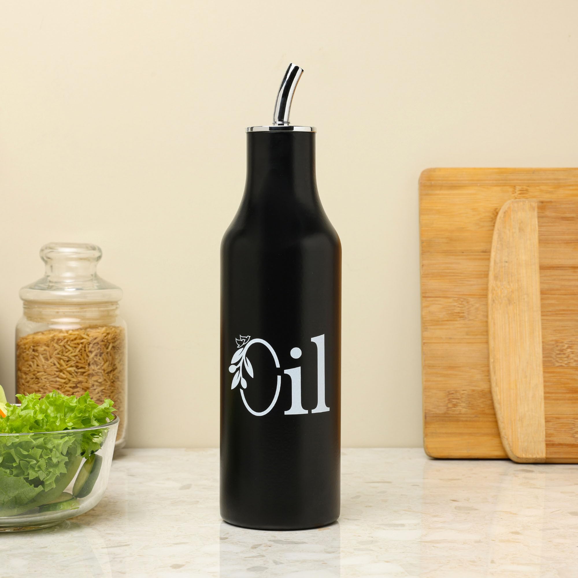 Dudki 1 Litre Stainless Steel Oil Pourer | Oil Dispenser For Kitchen | Cooking Oil Bottle For Kitchen | Cooking, Home, Restauran