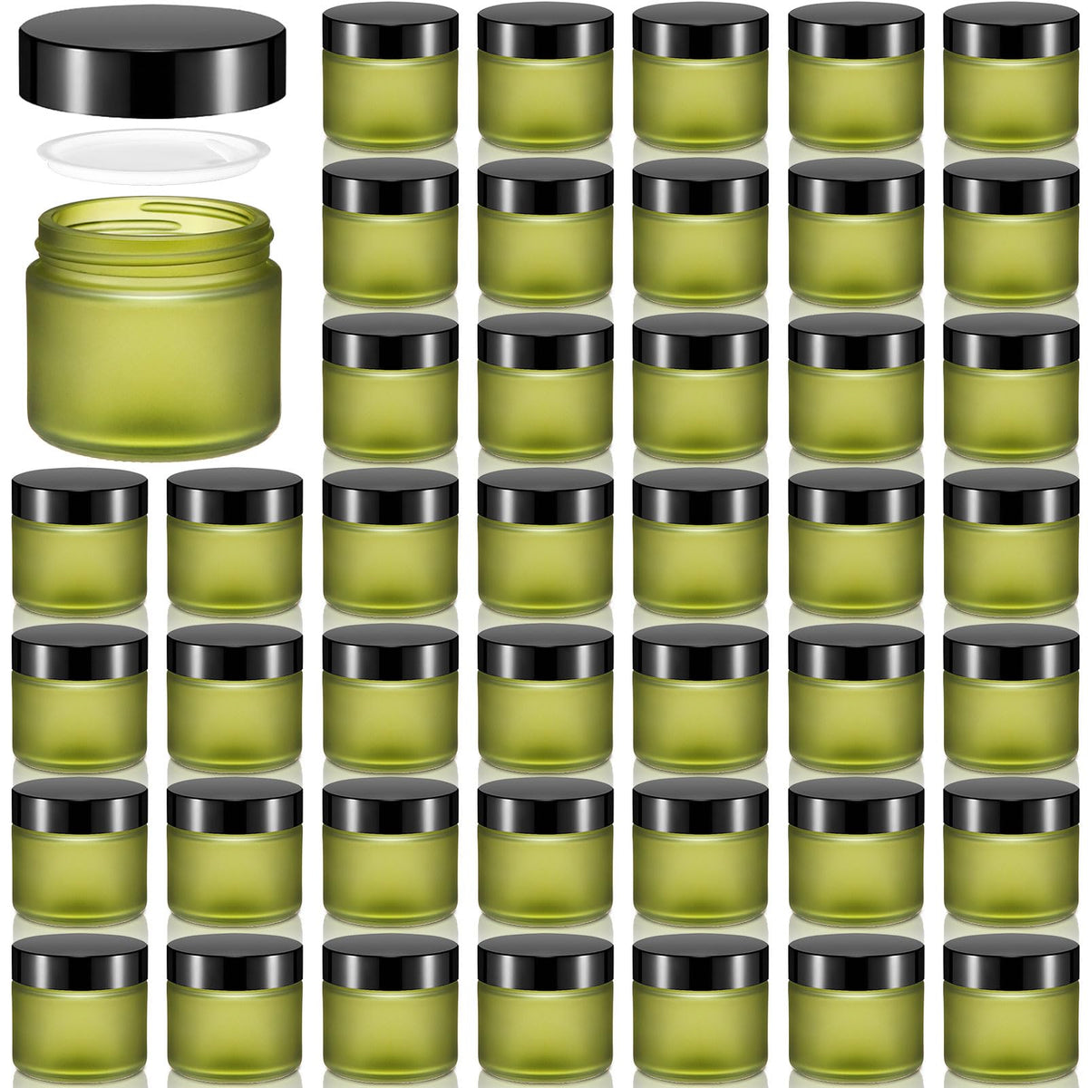 Domensi 48 Pcs 2 Oz Glass Jars With Lids Empty Round Cosmetic Jars With Inner Liners For Storing Lotions Powders Ointments Sampl