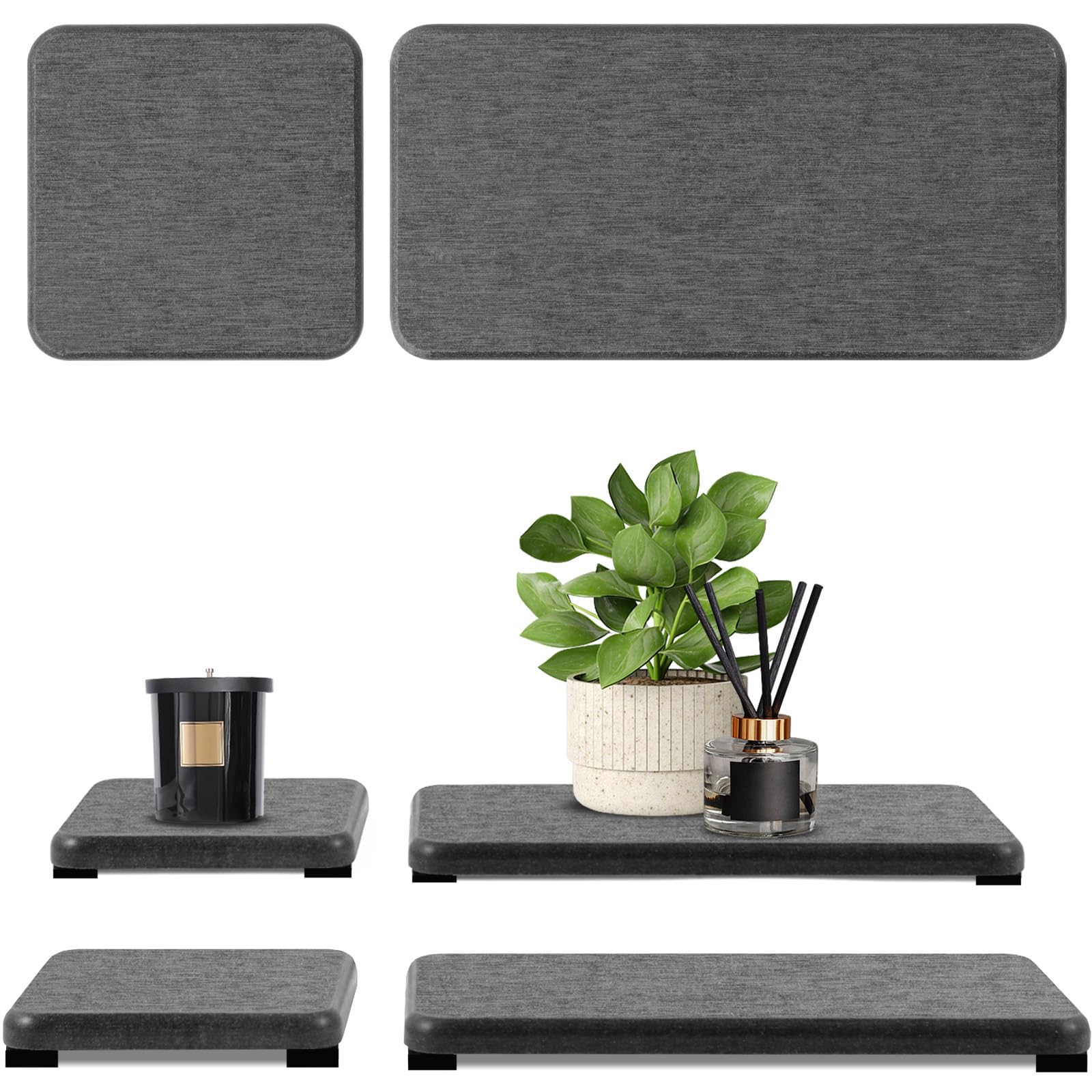 4Pcs Water Absorbing Stone Tray, Quick Drying Diatomite Stone Sink Tray, Water Absorbent Diatomite Coasters Used For Hand Soap D